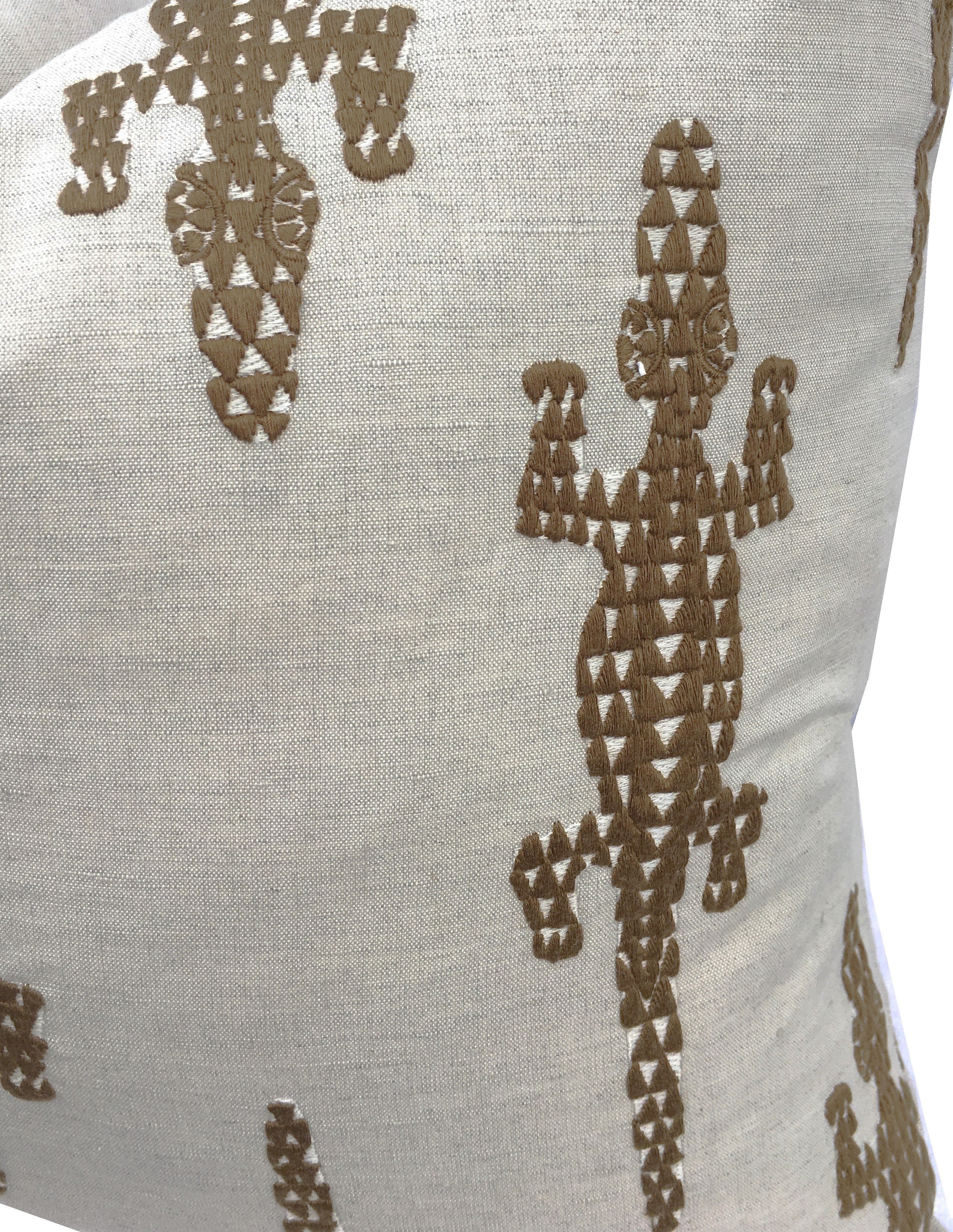 Baracoa Brown Embroidery Pillow Cover | Lumbar Sizes