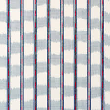 Schumacher Faye Ikat Chambray Pillow Cover | Red White Blue Stripe