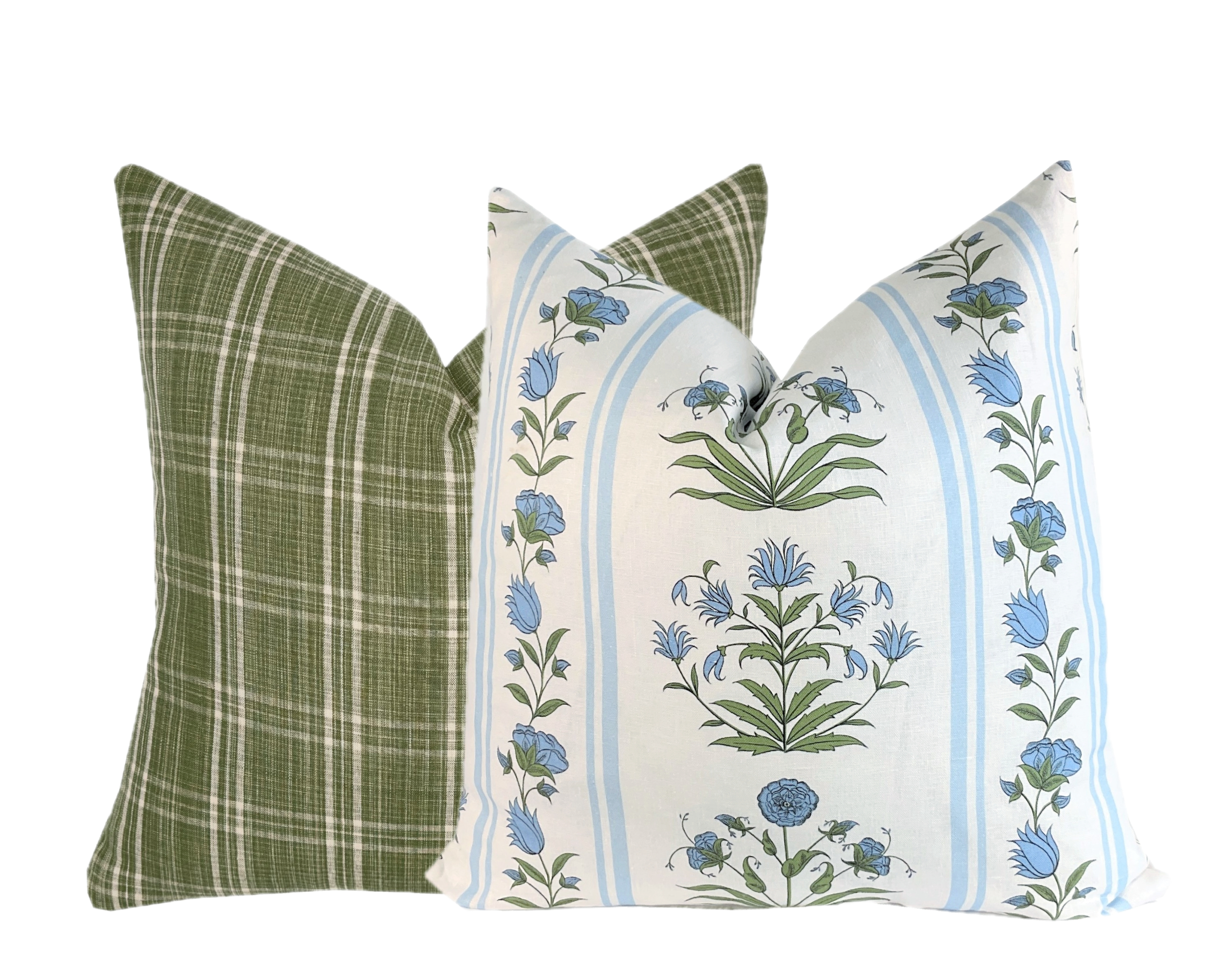 Royal Poppy Blue Floral Stripe Pillow Cover | Schumacher