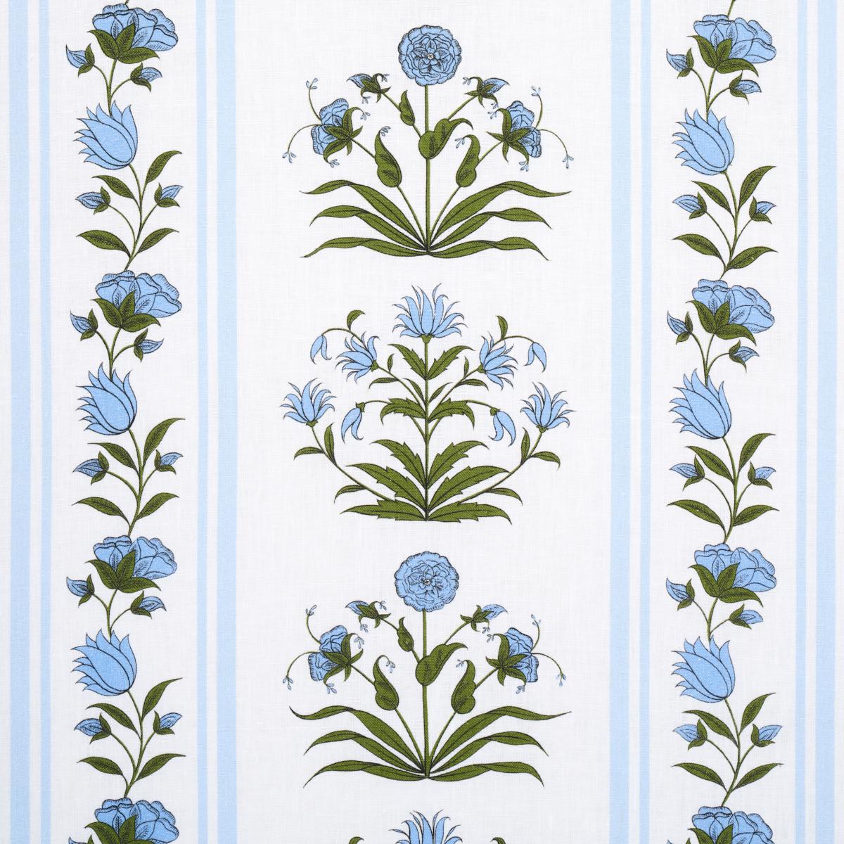 Royal Poppy Blue Floral Stripe Pillow Cover | Schumacher