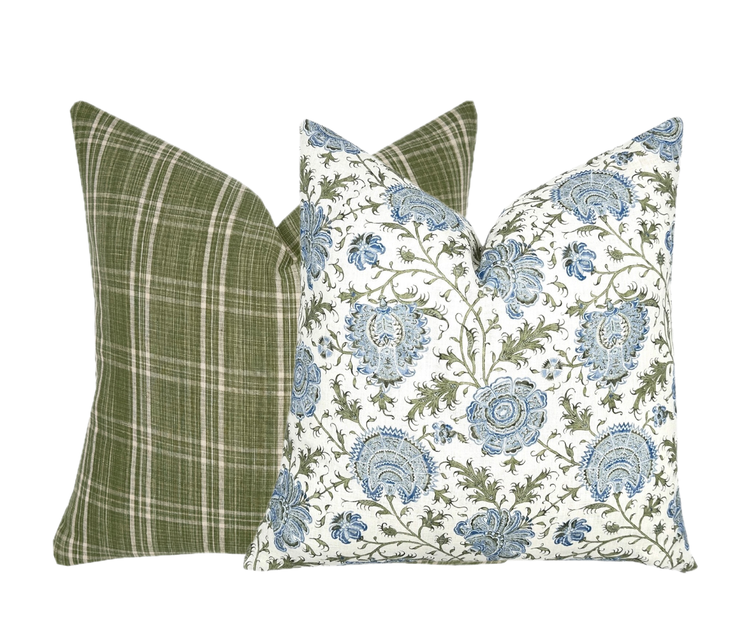 Indiennes Floral Pillow Cover | Lee Jofa | Blue and Green