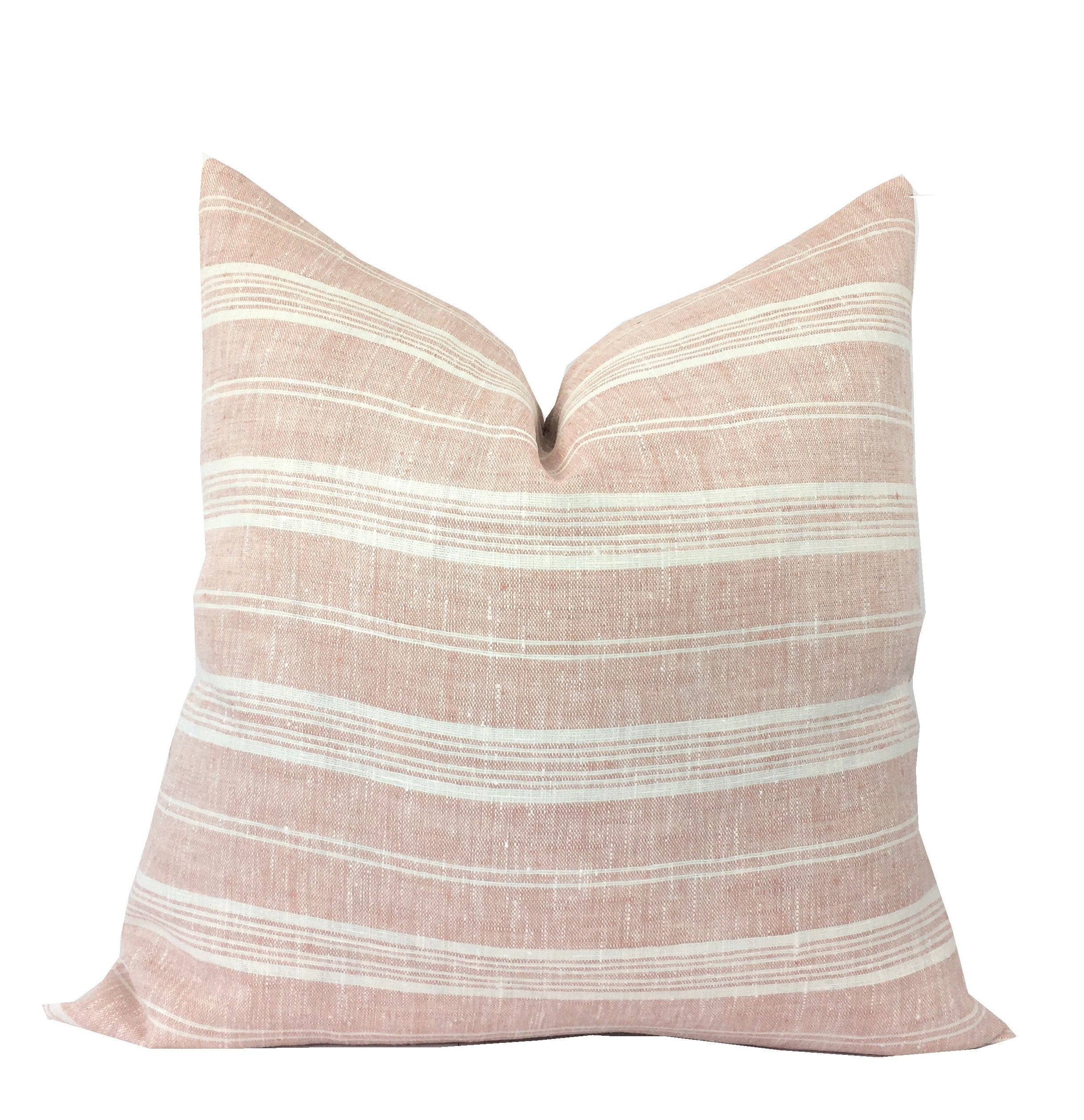 Rosy Pink Boho Stripe Pillow Cover | Linen | Farmhouse | Vintage | Same Fabric Both Sides