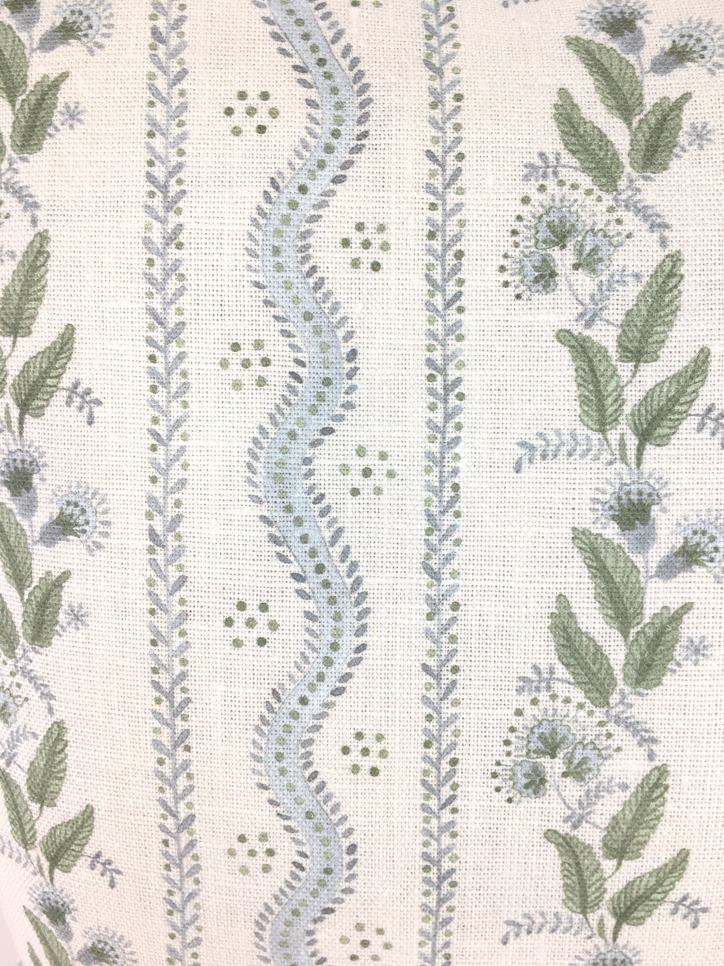 Emma Stripe Pillow Cover | Soft Sky Blue and Green on Off White Linen