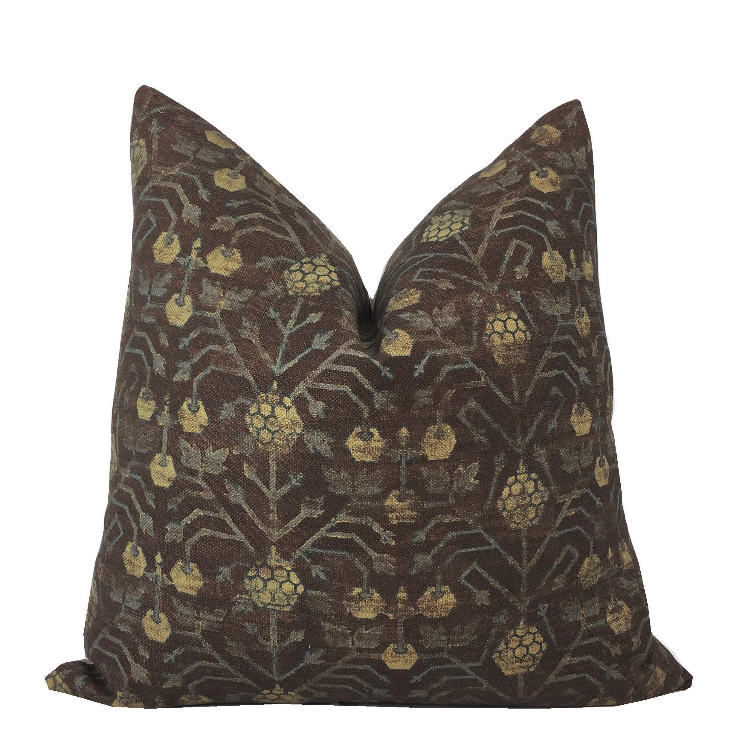 Designer Khotan Berry Brown Pillow Cover | Maroon | Zak and Fox