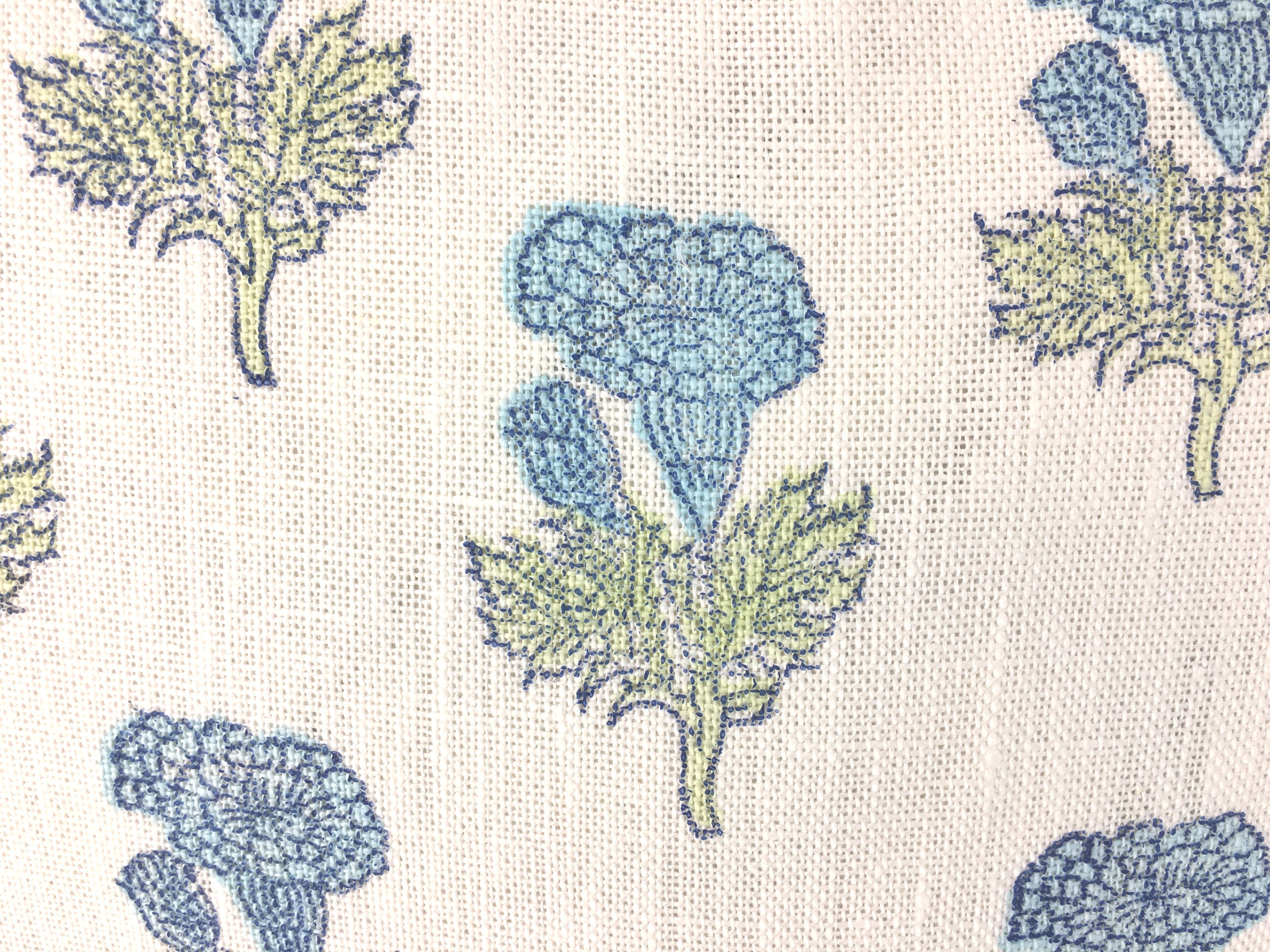 Samali Sky Blue and Green Floral Lumbar Pillow Cover | Multiple Lumbar Sizes