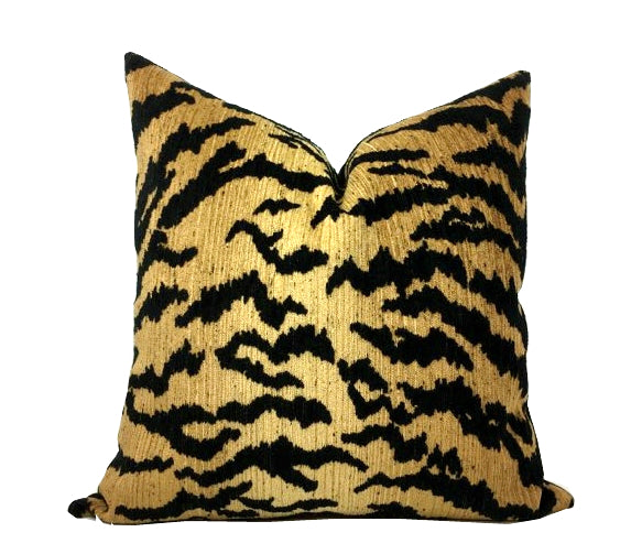 Tiger Pillow Cover | Black Tiger Stripes on Honey Gold Background