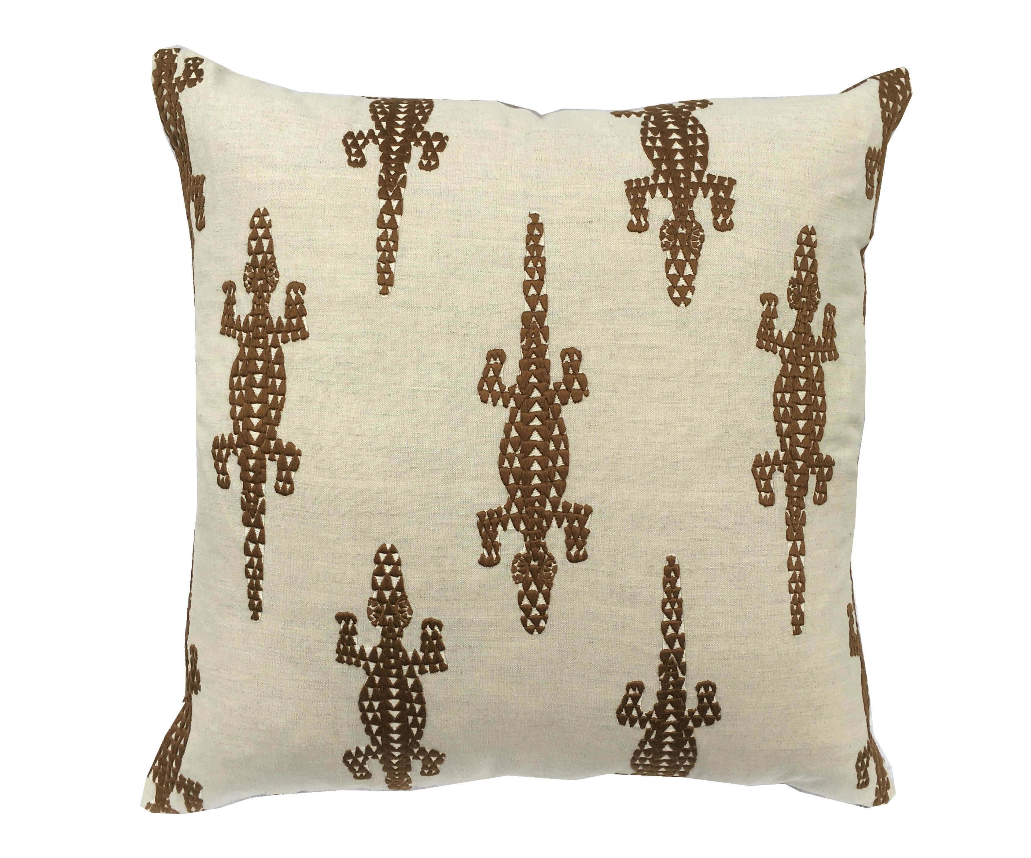 Baracoa Brown Embroidery Pillow Cover