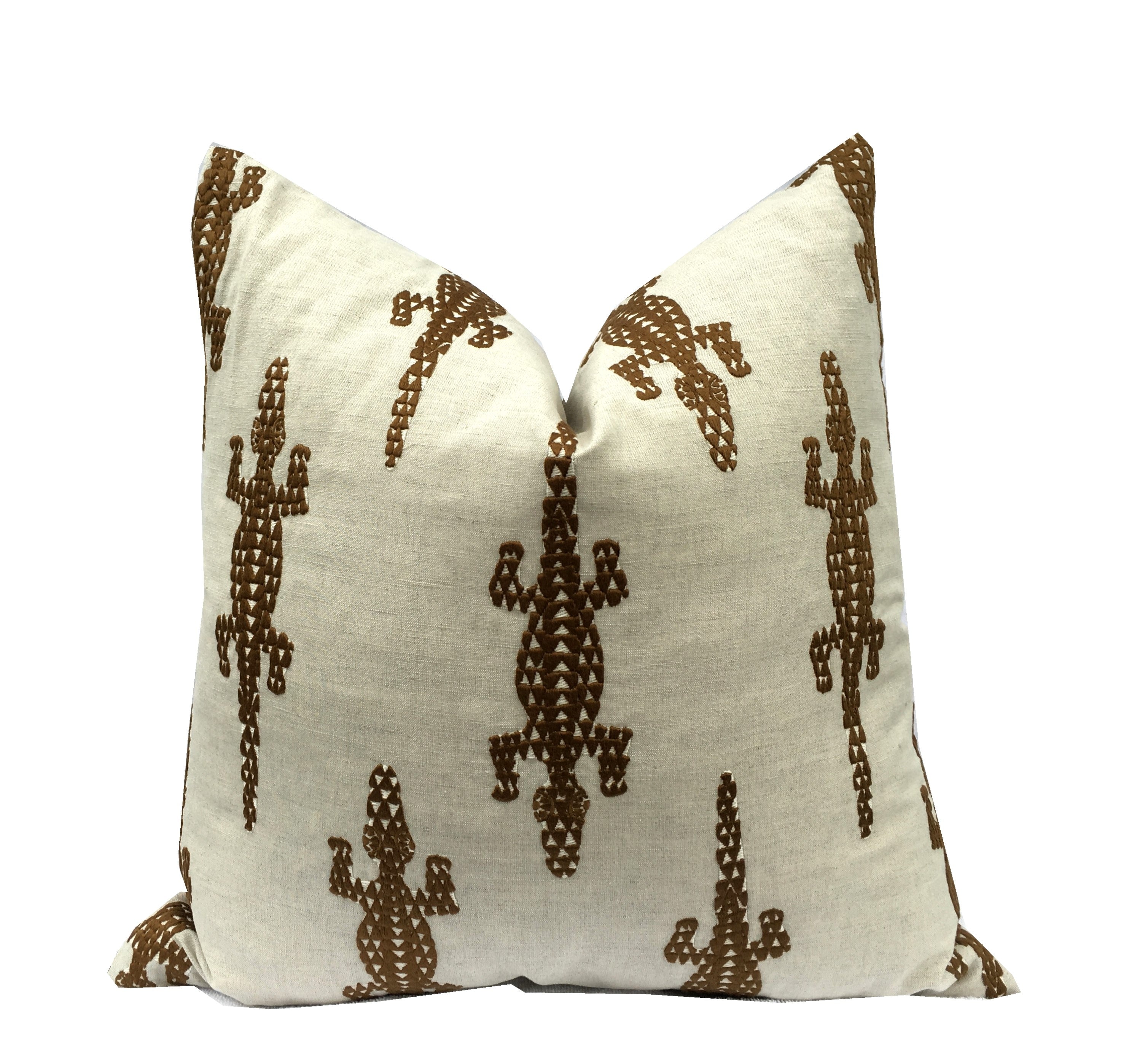 Baracoa Brown Embroidery Pillow Cover