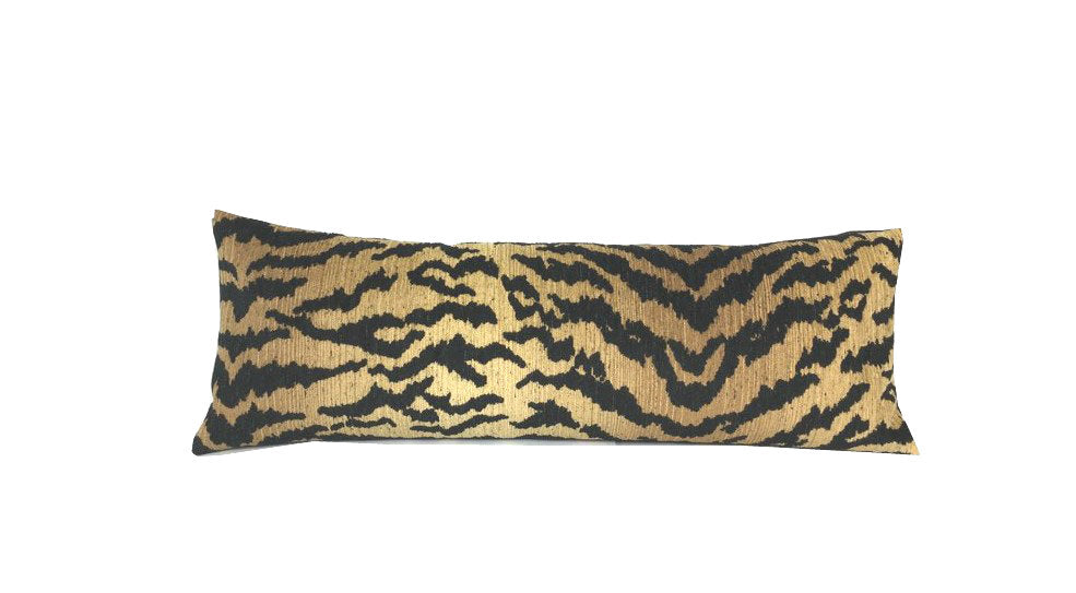 Tiger Bed Pillow Cover | Black Tiger Stripes on Honey Gold Background