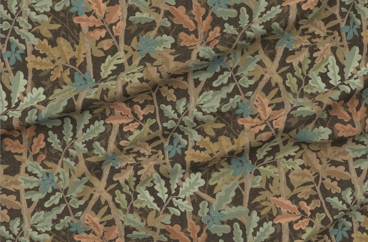 Woodlands Brown Botanical Pillow Cover | Brown Green Blue