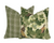 Schumacher Covey Hedge Olive Green Pillow Cover | Deep Green Tones on Soft Green Linen