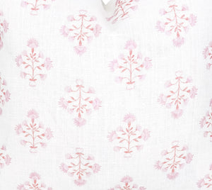 Amy Pink and Ivory Linen Pillow Cover | Floral | Neutral