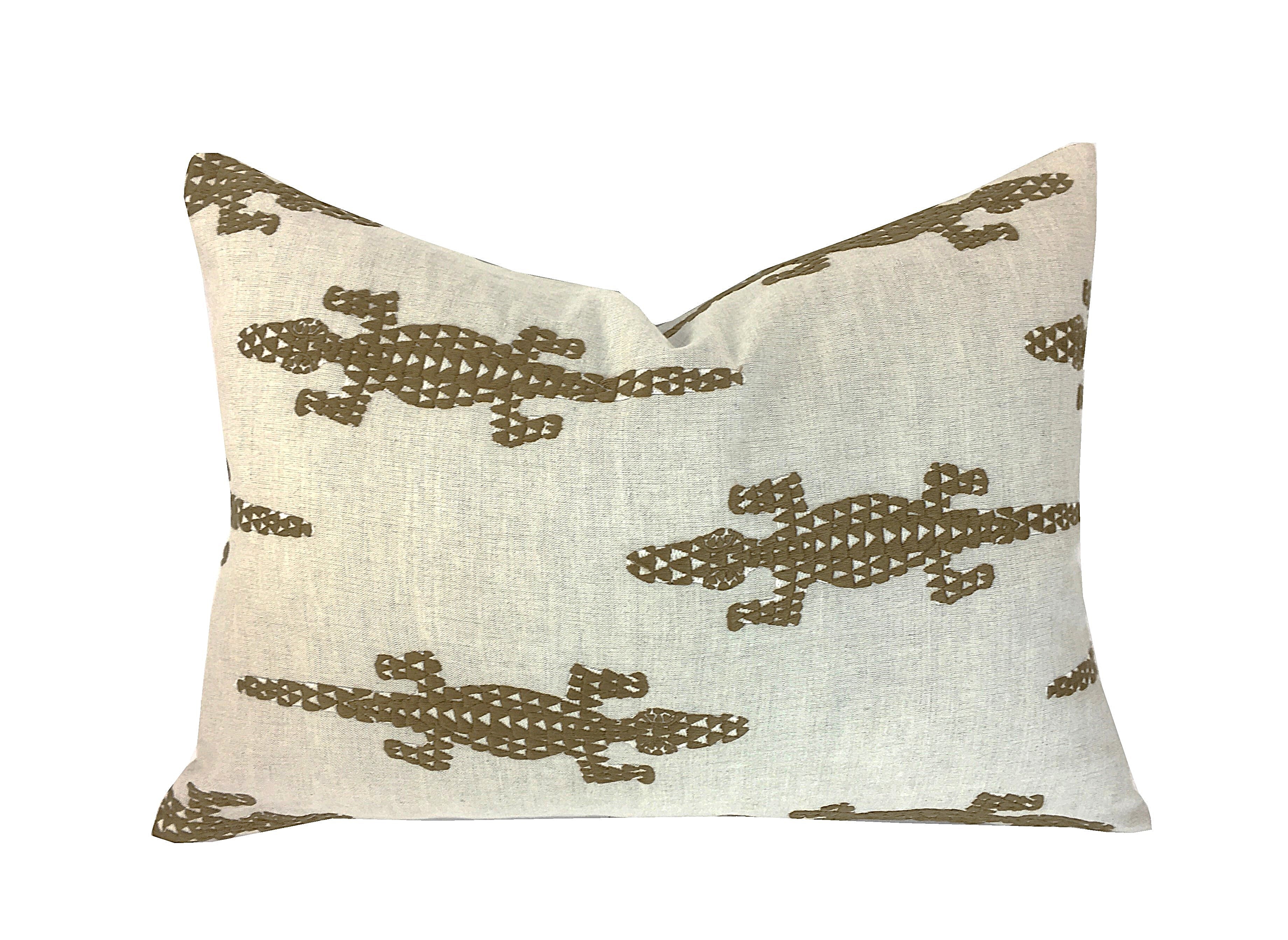 Baracoa Brown Embroidery Pillow Cover | Lumbar Sizes