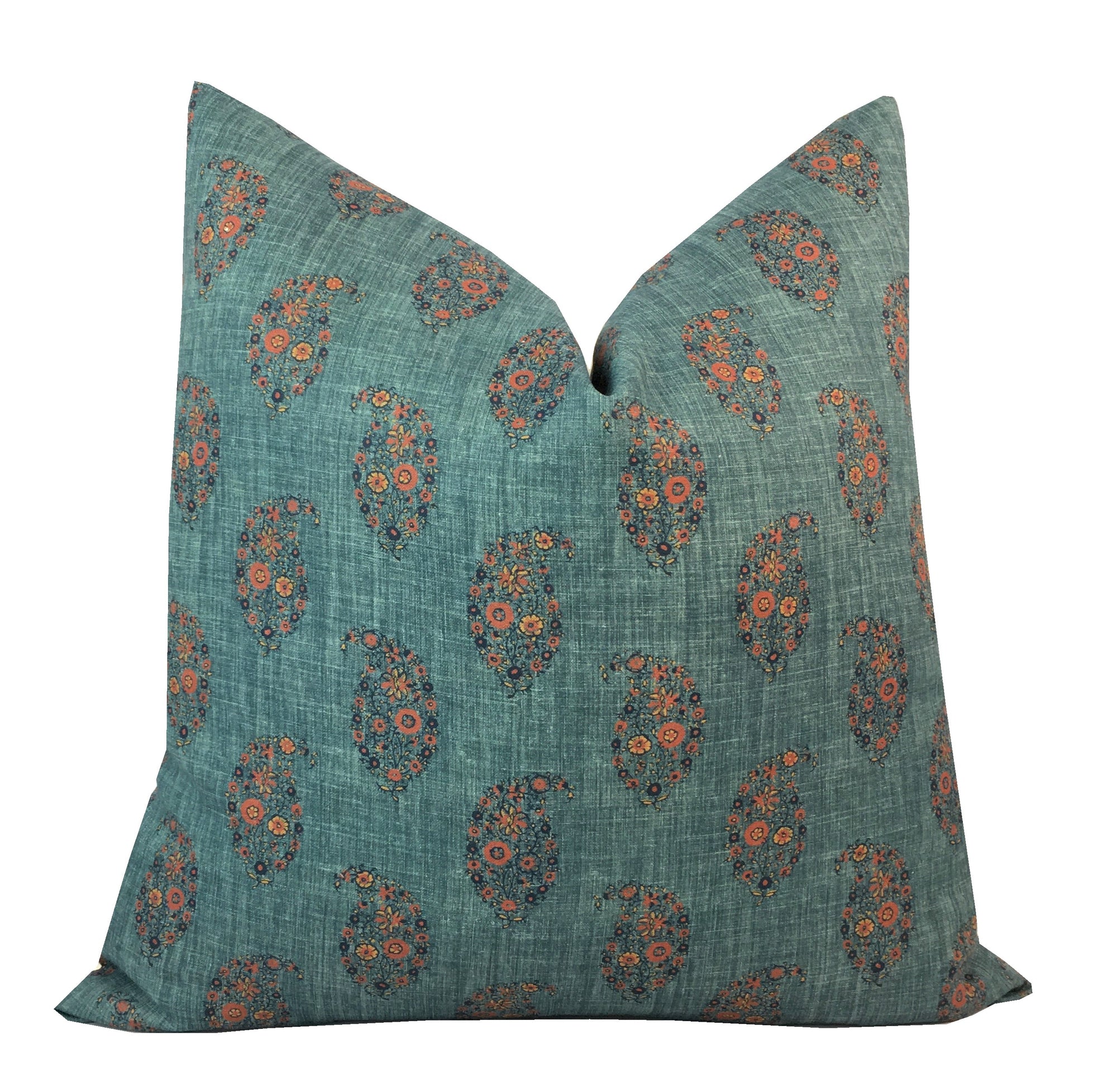 Jessamy Teal Pillow Cover | Designer | Peacock | Coral