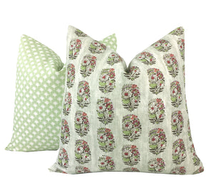 Posie Sweet Pea Pillow Cover | Designer | Pale Green