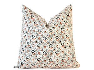 Designer Hathaway Terra Cotta Indigo Pillow Cover | Leah O'Connell