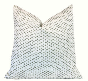 Paule Olive Green on Cream Pillow Cover | Small Scale Neutral