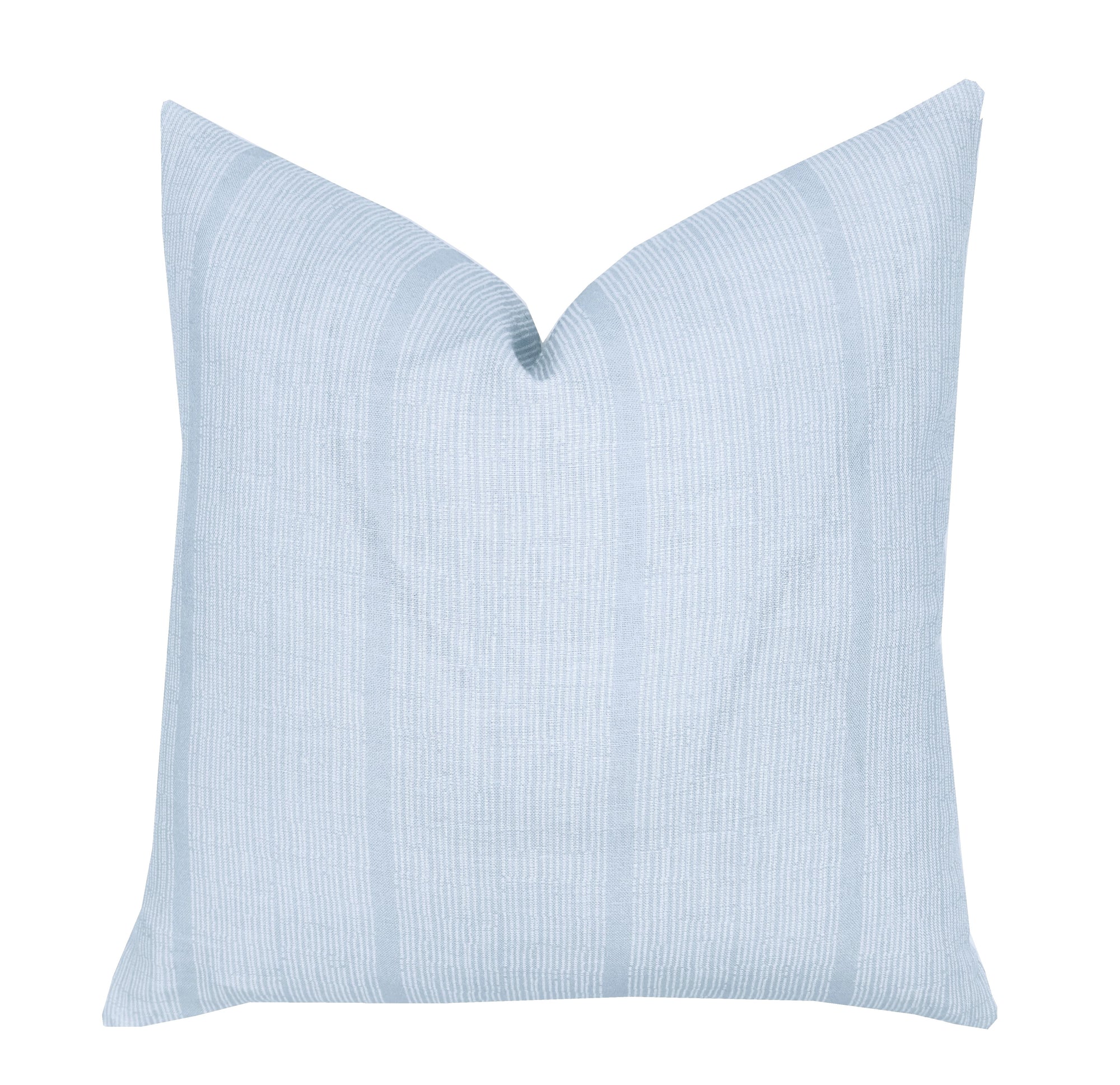 Coastal Blue Stripe Pillow Cover | Ivory Stripe pattern on Blue Linen