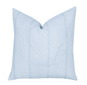 Haint Blue Stripe Pillow Cover | Ivory Stripe pattern on Blue Linen