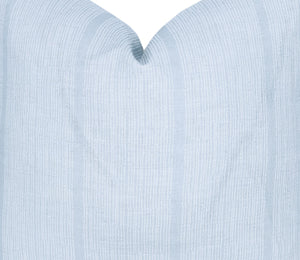 Haint Blue Stripe Pillow Cover | Ivory Stripe pattern on Blue Linen