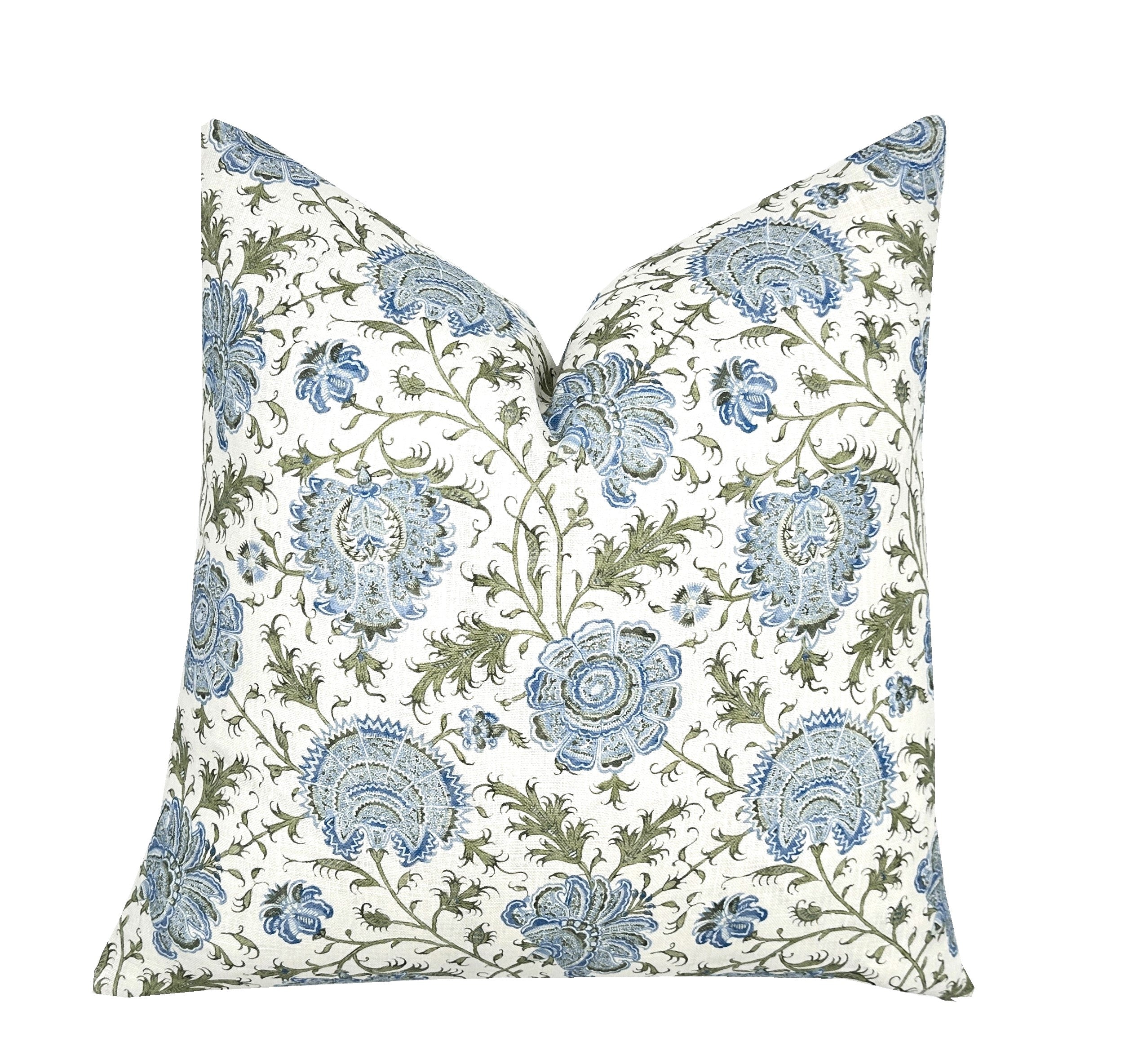Indiennes Floral Pillow Cover | Lee Jofa | Blue and Green