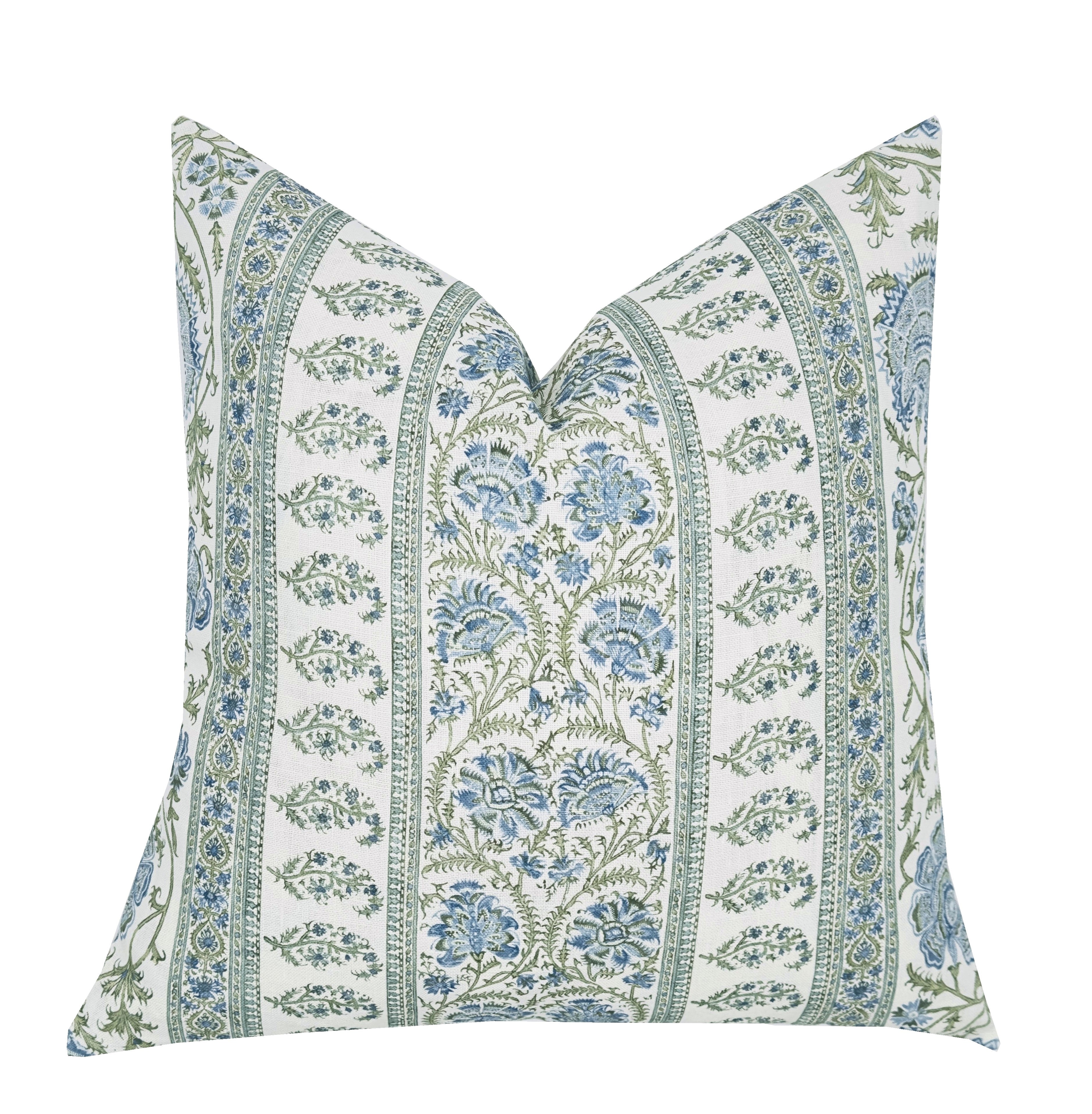 Indiennes Stripe Sea Pillow Cover | Lee Jofa | Blue and Green