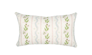 Emma Stripe Pink Blue Green Linen Pillow Cover | Soft Pink, Blue and Green on Off White Belgian Linen