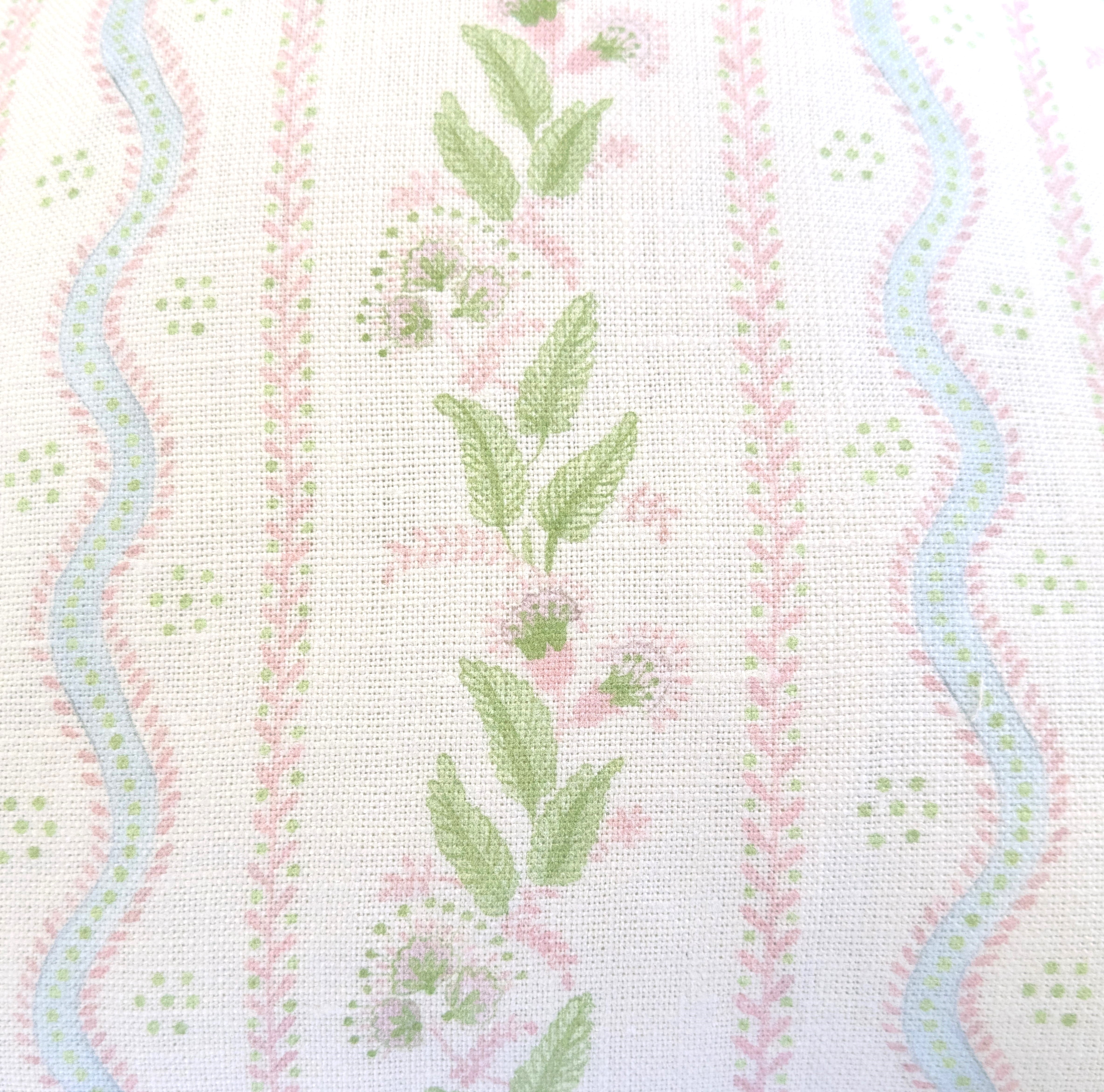 Emma Stripe Pink Blue Green Linen Pillow Cover | Soft Pink, Blue and Green on Off White Belgian Linen