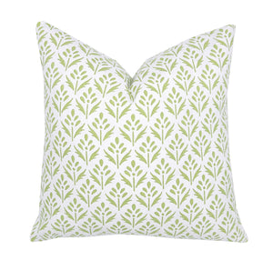 Feather Green Block Print Pillow Cover | Same Fabric Both Sides