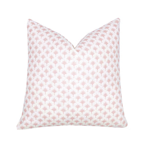 Pink Palm Trees on White Linen Pillow Cover