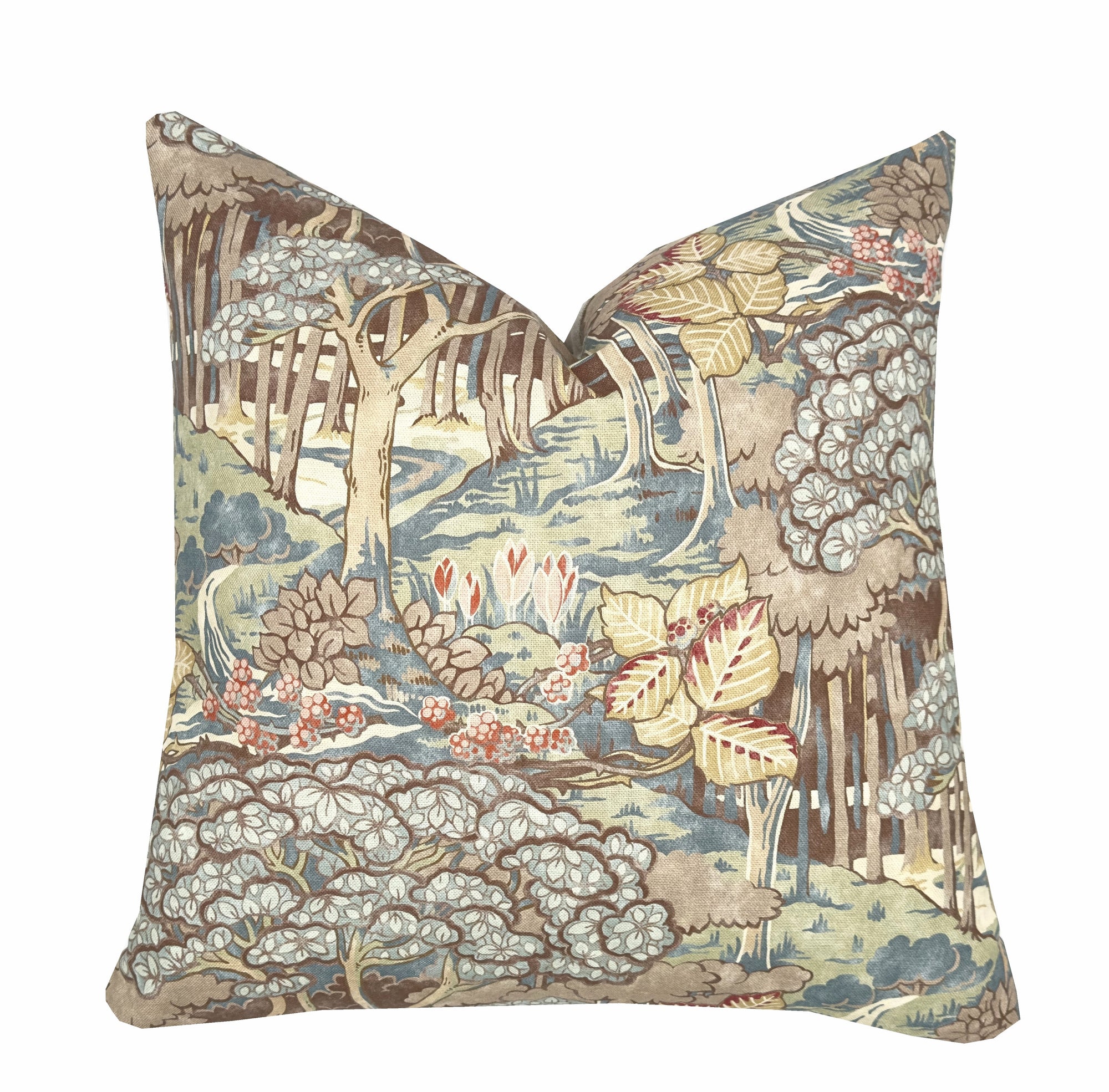 Brantwood Forest Pillow Cover | Mocha Brown, Plum, Blue