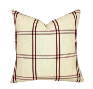 Luberon Crimson and Ecru Plaid Pillow Cover | Schumacher