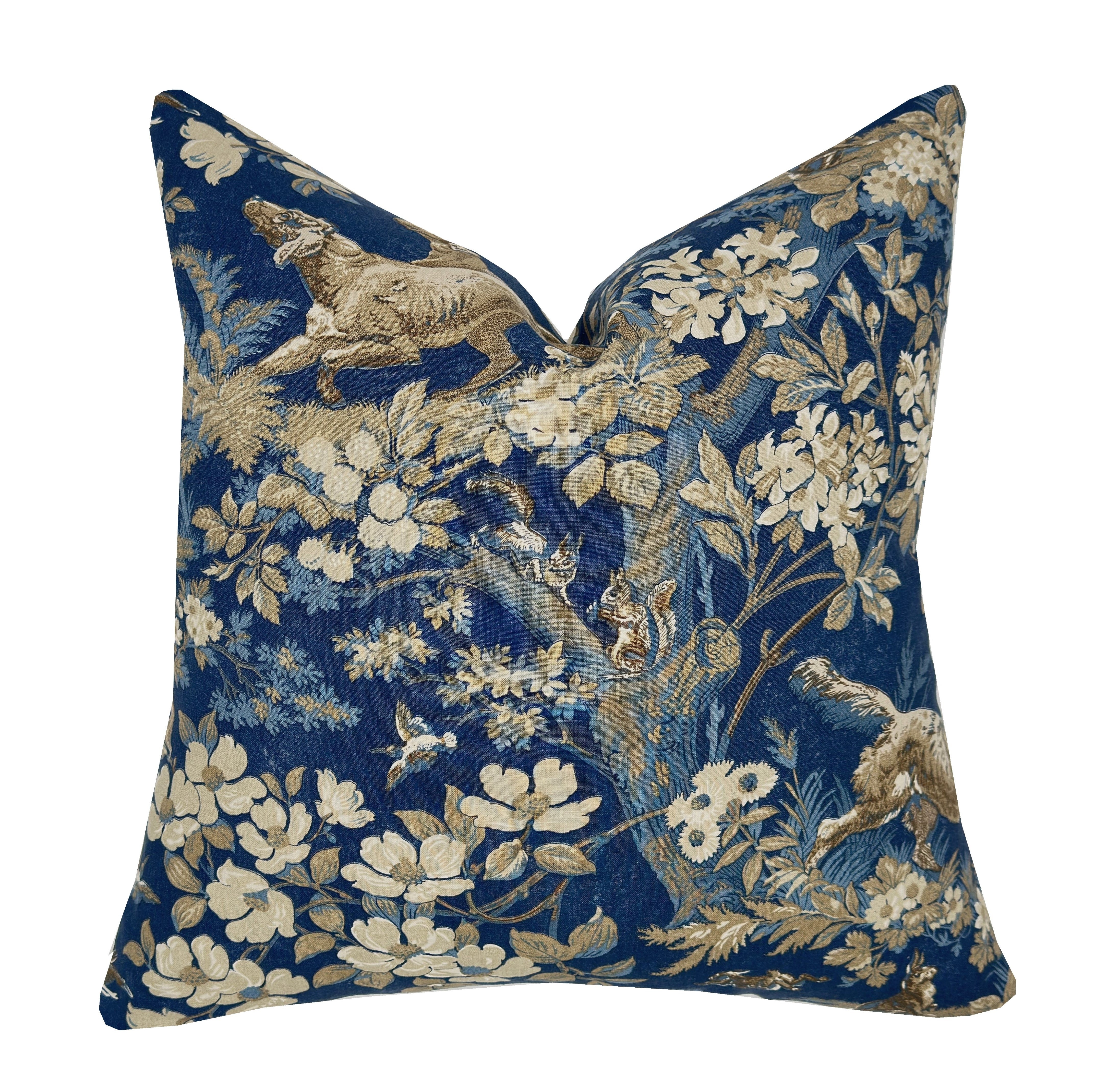 Schumacher Hound Meadow Indigo Pillow Cover