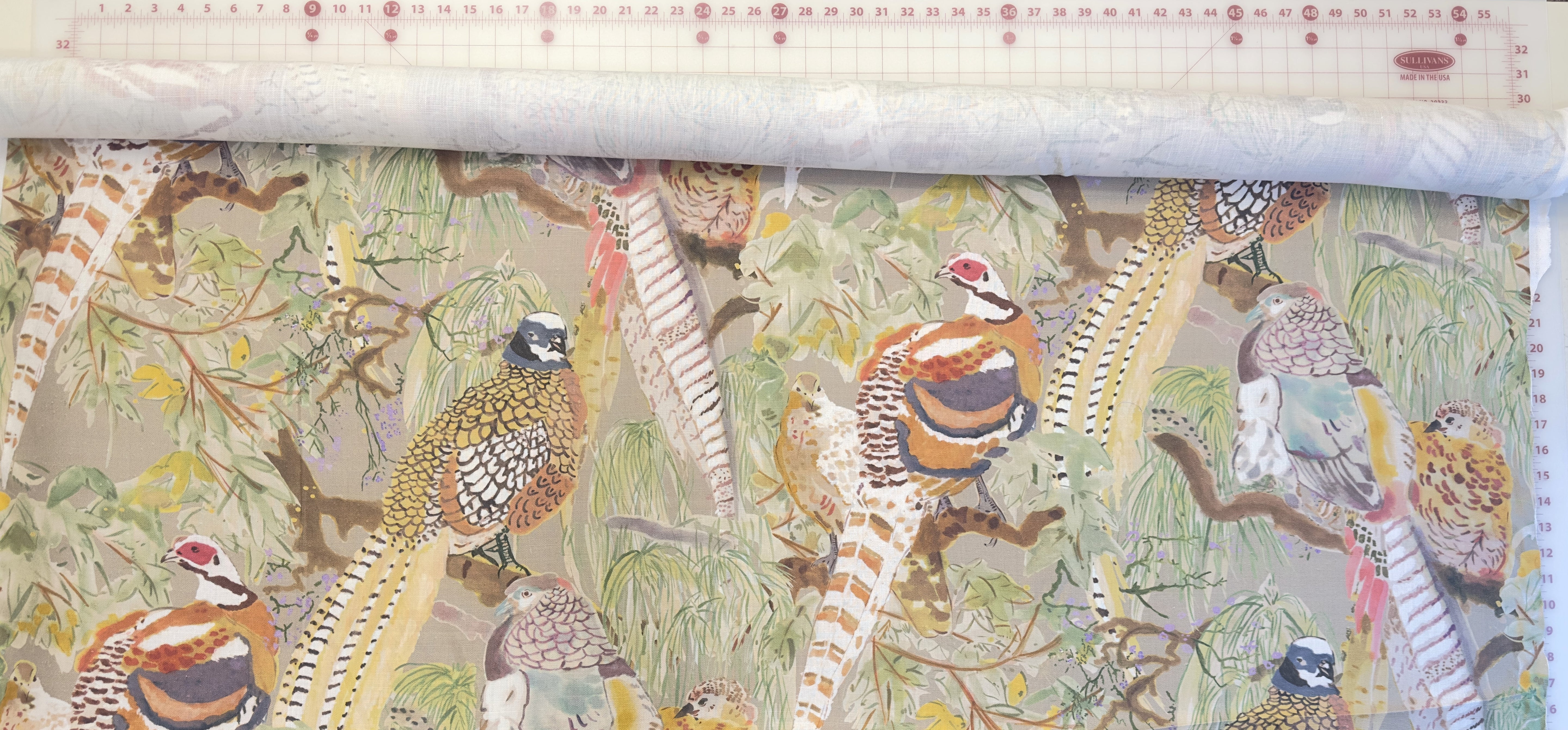 BACKORDER - Designer Game Birds Pillow Cover | Lee Jofa | Stone Green Multi Color Pheasant Print