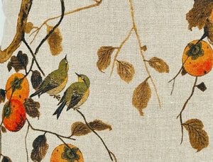 Persimmon Birds Pillow Cover | Brown & Persimmon Tones Botanical