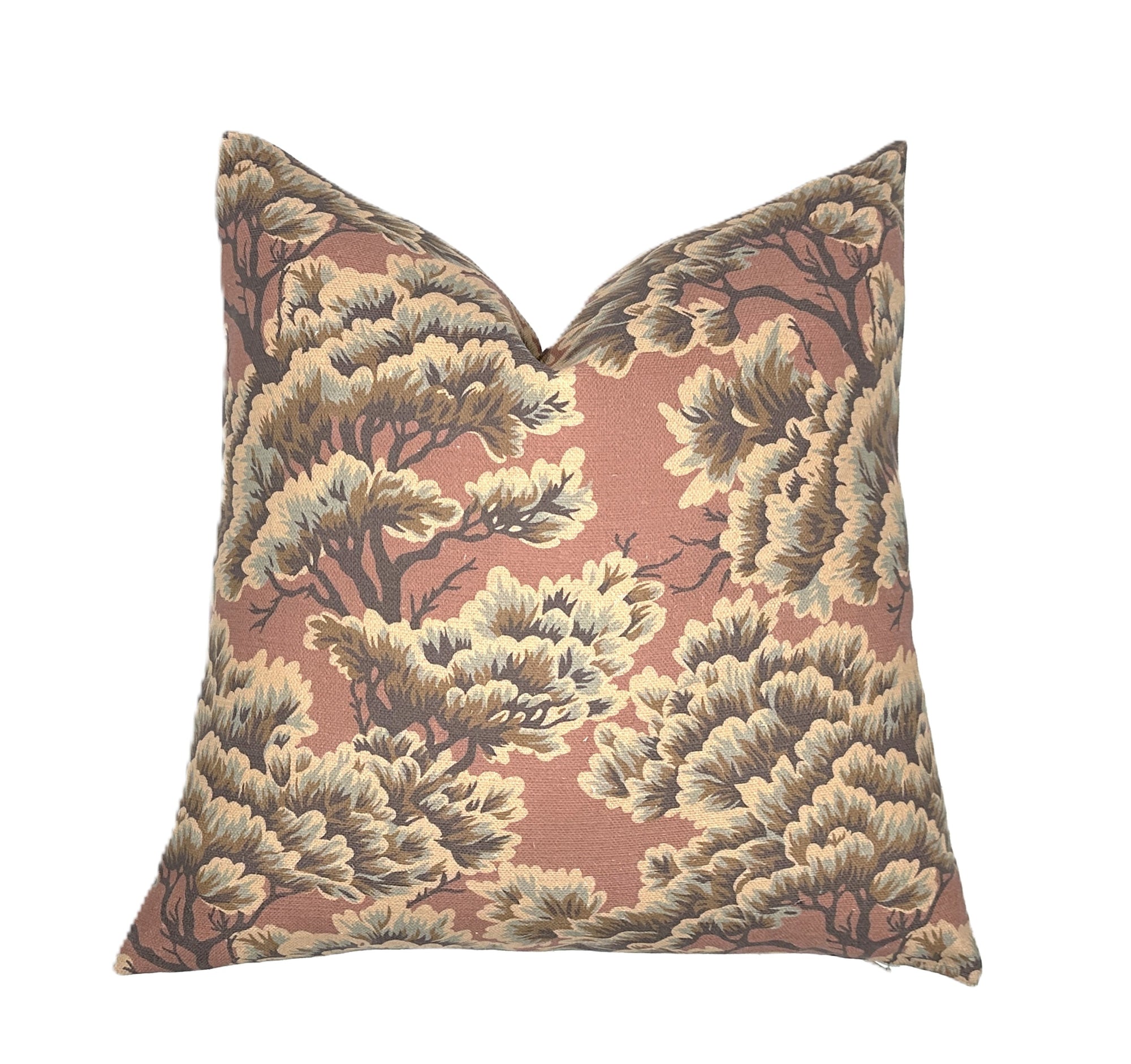 Monica Mocha Mousse Linen Pillow Cover | Mocha Mousse & Dark Plum