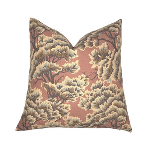 Monica Mocha Mousse Linen Pillow Cover | Mocha Mousse & Dark Plum