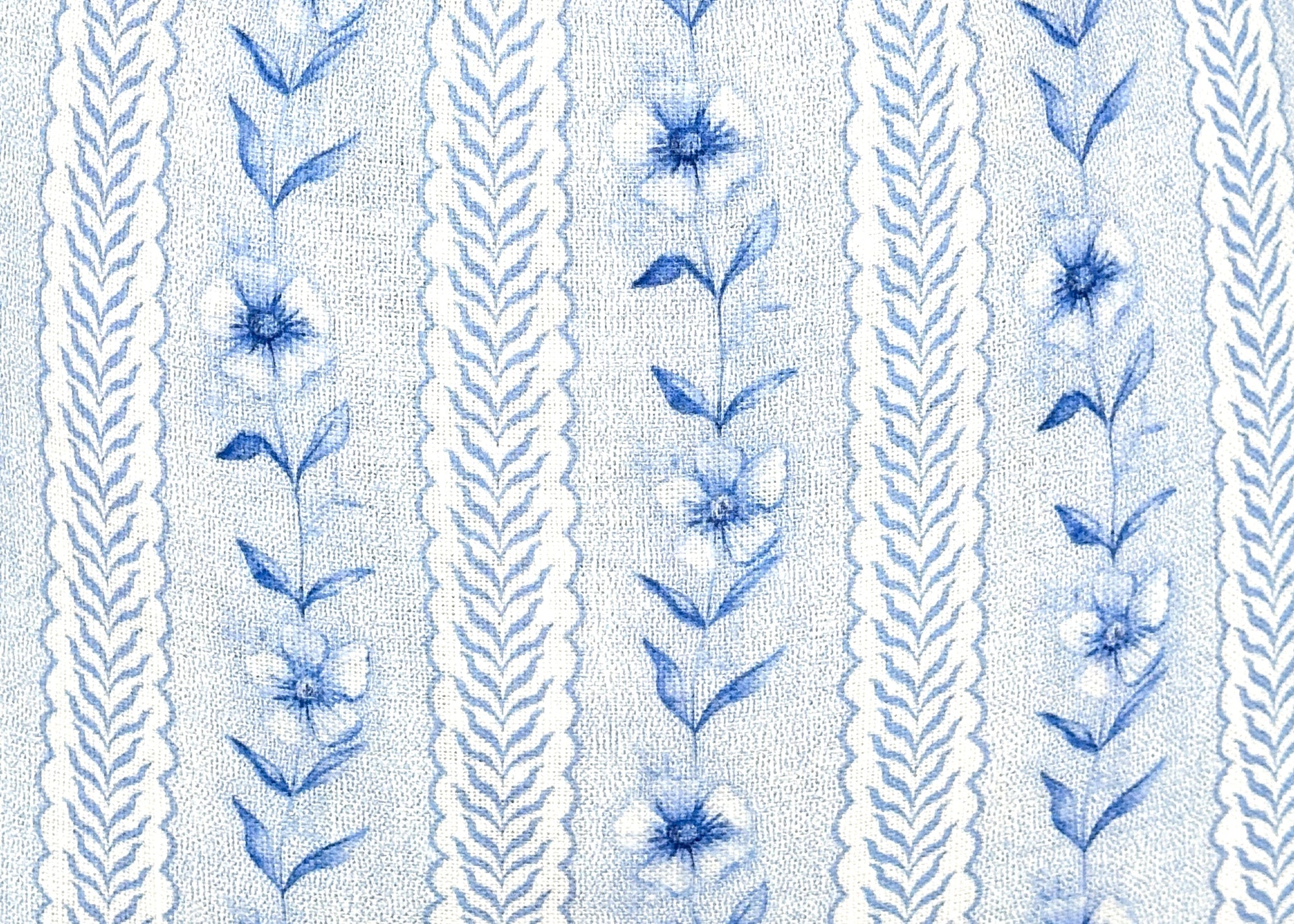 Paige Soft Blue Floral Stripe Linen Pillow Cover | Coastal Blue | 1 or 2 Sided