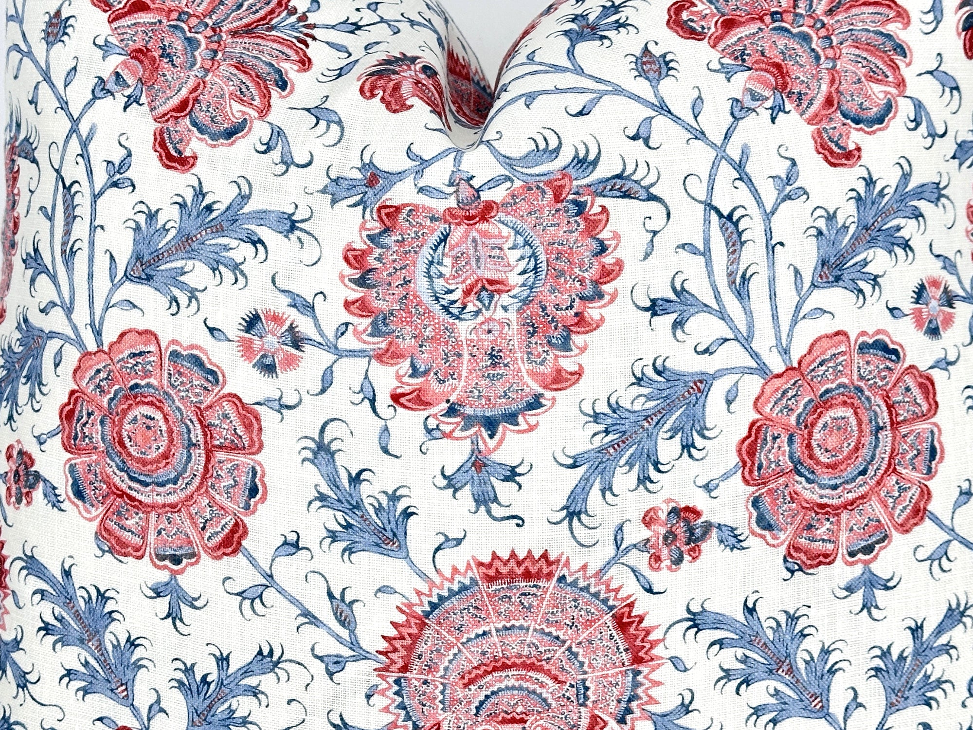 Indiennes Blue and Red Floral Pillow Cover | Lee Jofa