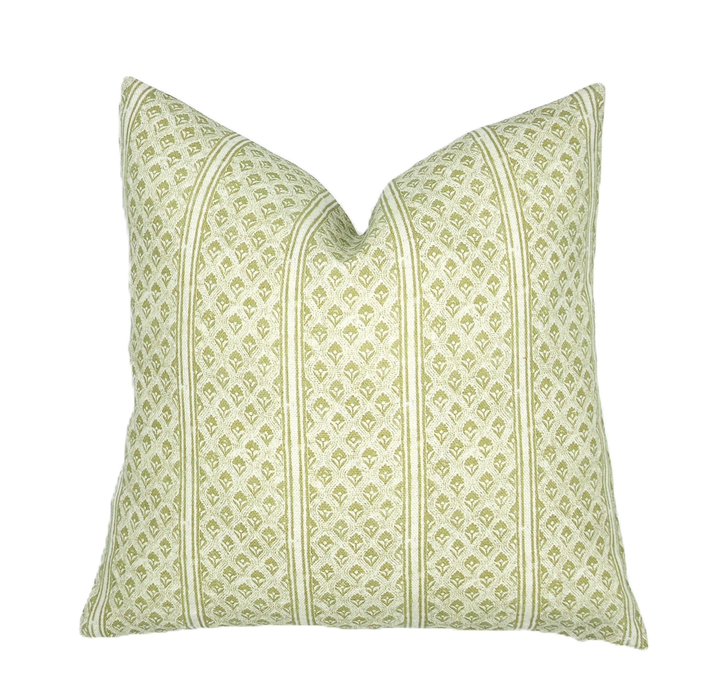 Brynn Soft Green Stripe Linen Pillow Cover | Neutral