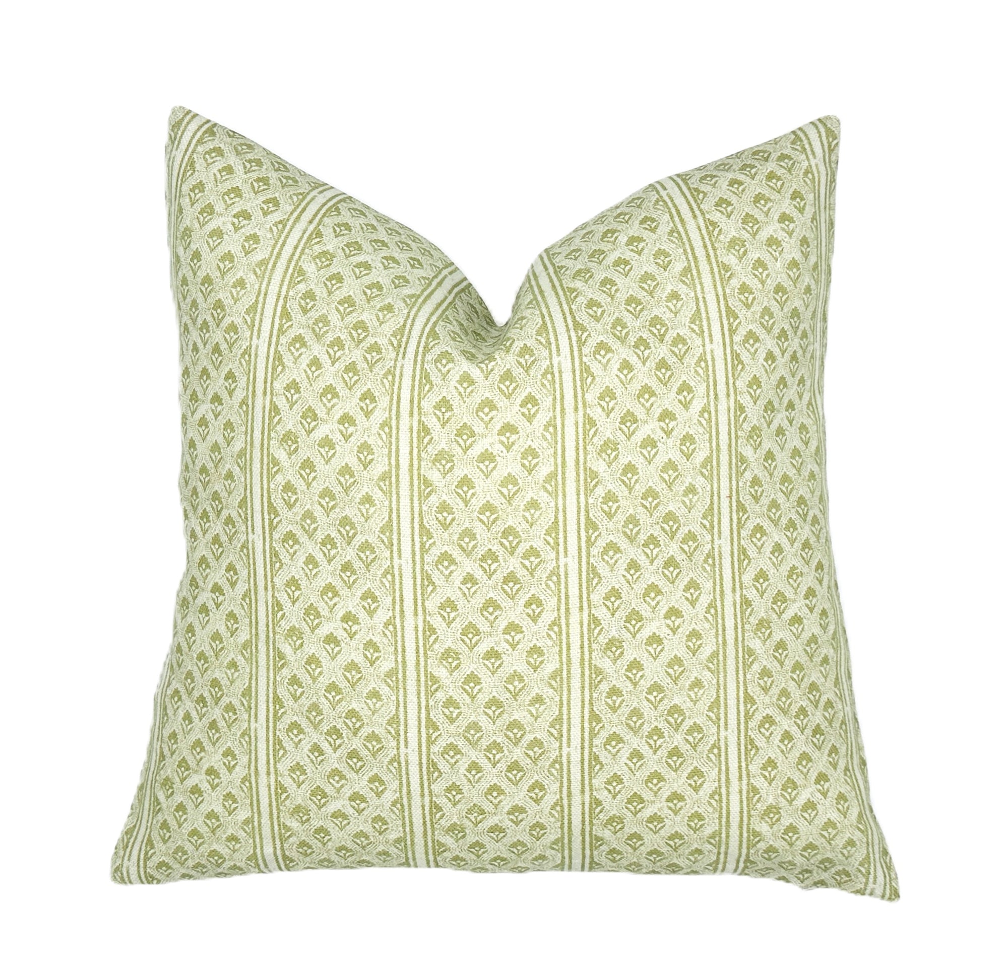 Brynn Soft Green Stripe Linen Pillow Cover | Neutral