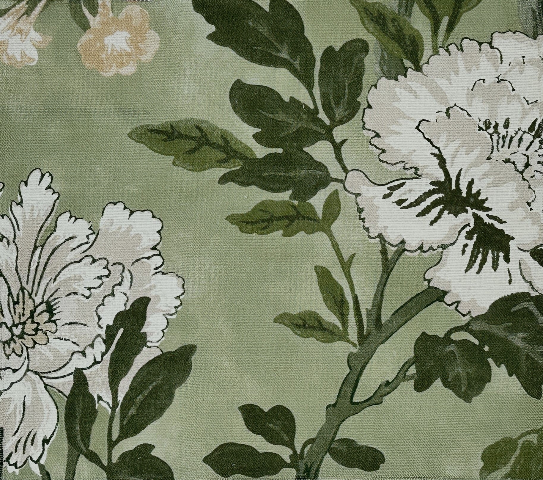 Inisfree Meadow Olive Green Pillow Cover | Tonal Green | Neutral Floral | Lee Jofa | 1 or 2 Sided | Designer