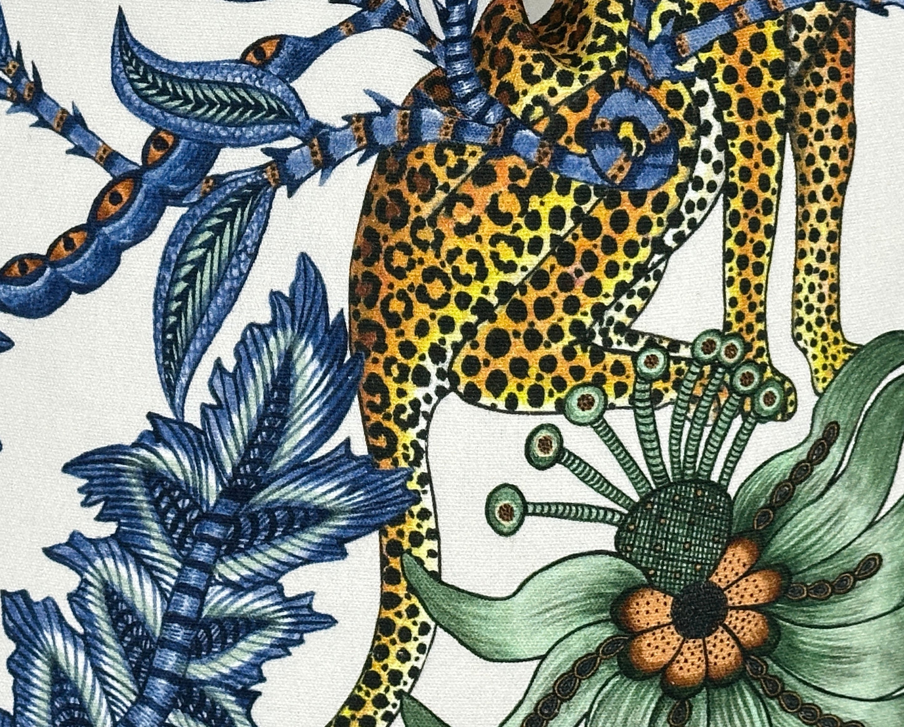 Monkey Bean Pillow Cover | Leopard and Monkey Blue Botanical | High End |  Designer