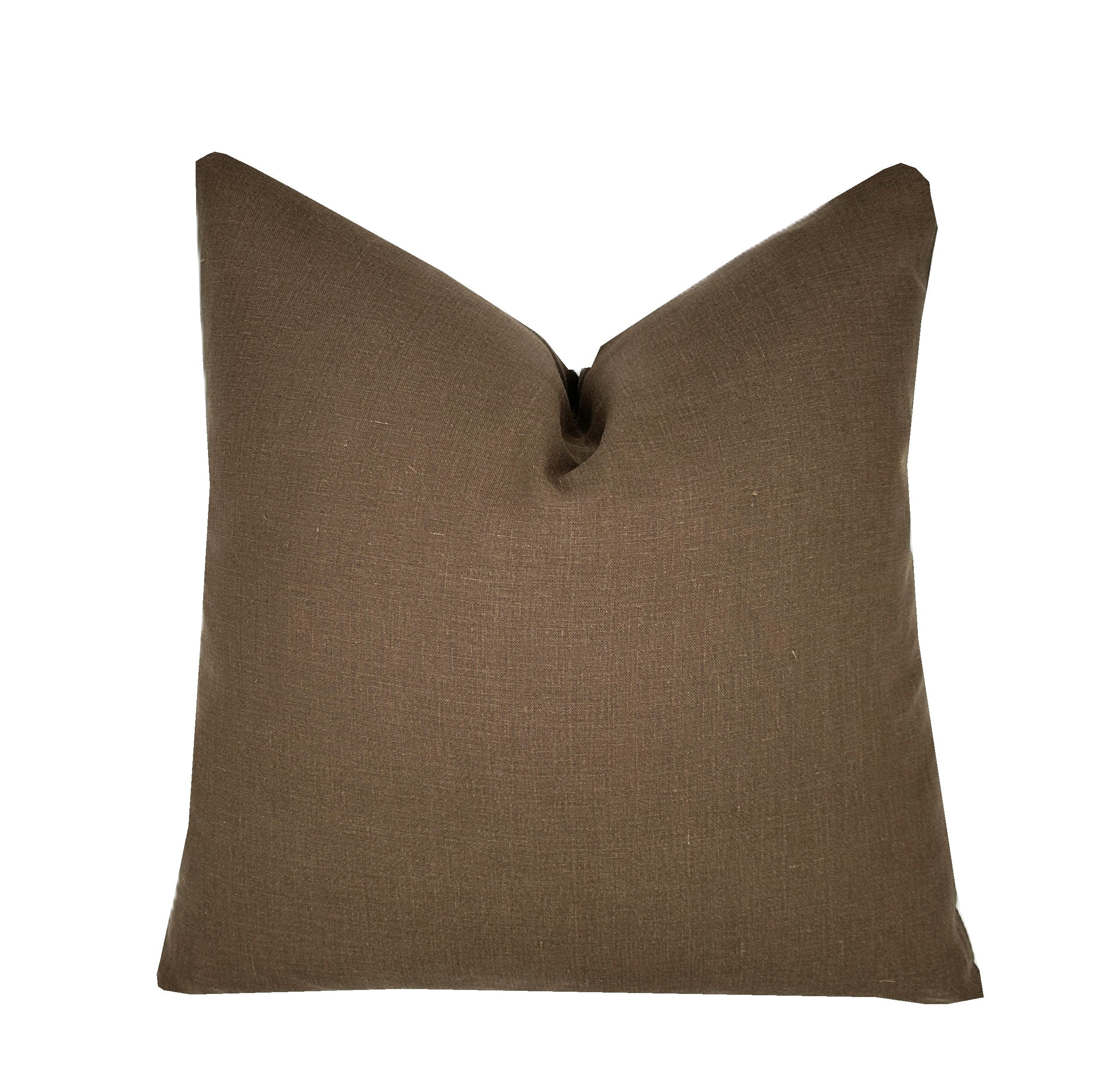 Flying Tack Collection #11 | Brynn Blue Floral Stripe | Daphne Brown | Solid Brown Linen | 3 Pillow Covers | Pillow Combination