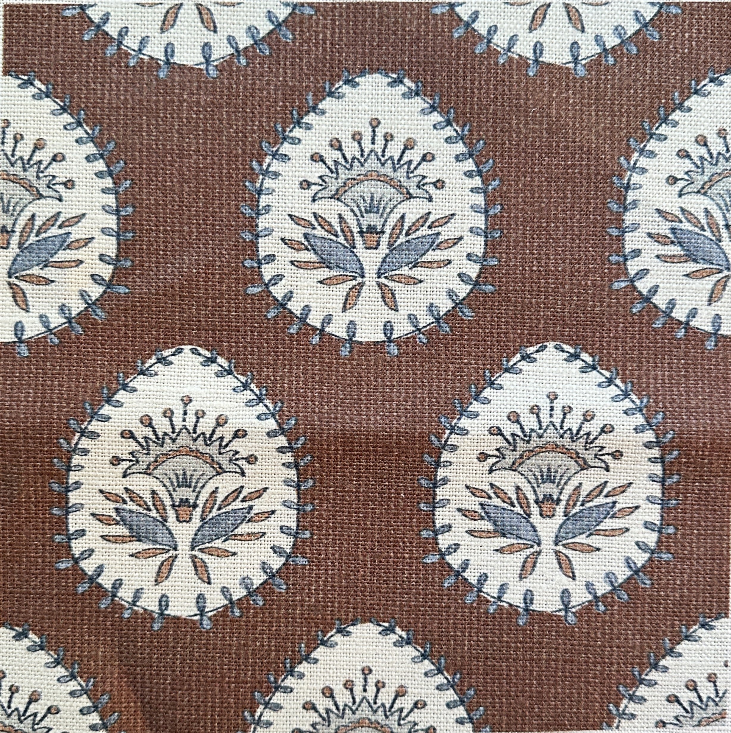 Daphne Brown Linen Pillow Cover | Brown and Blue | Designer