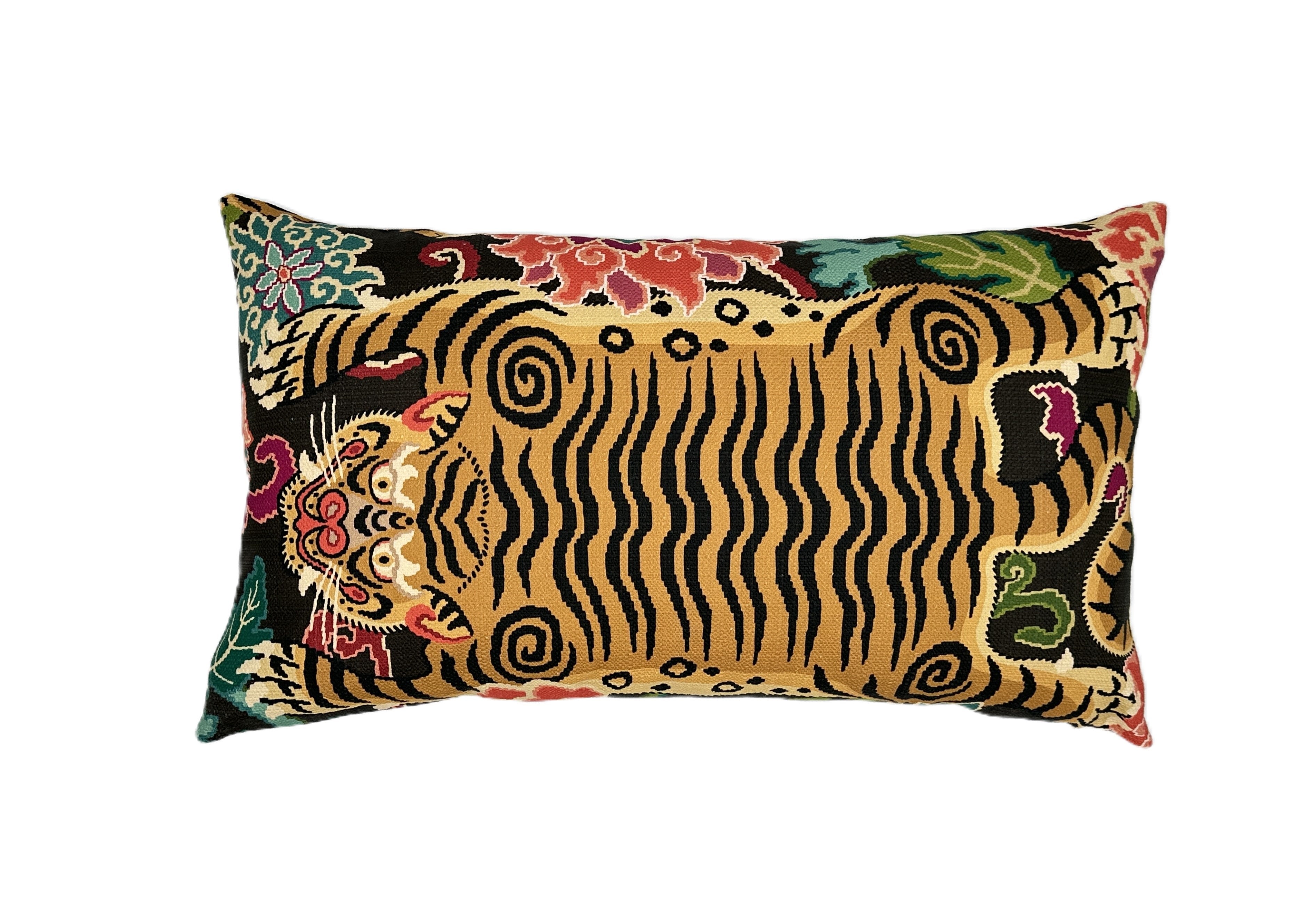 Tiger Eye Lumbar Pillow Cover | Asian Tiger Floral | Multiple Sizes | Multi Color