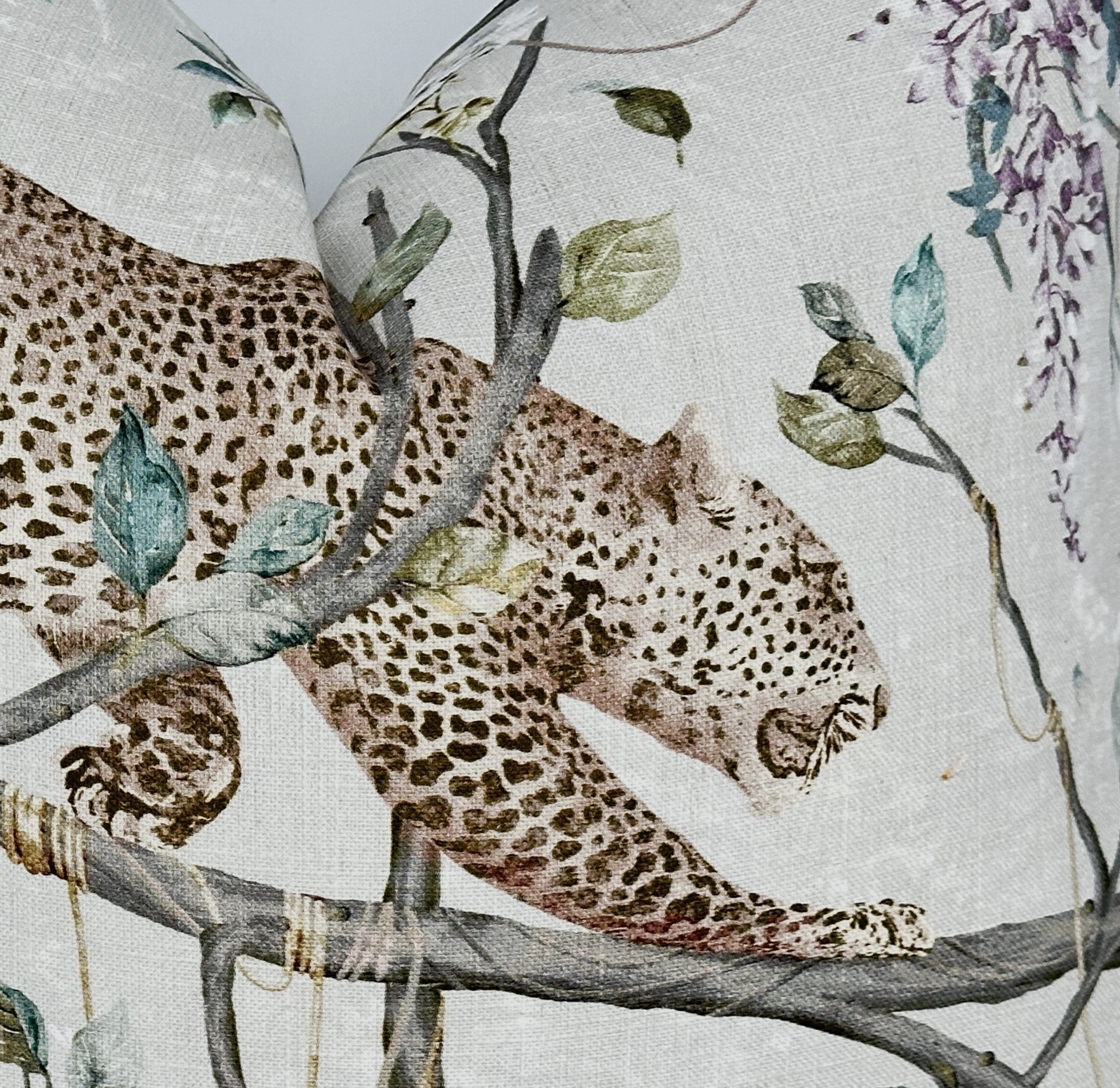 Leopards in Trees Chinoiserie Pillow Cover | Floral Asian pattern | Designer | High End