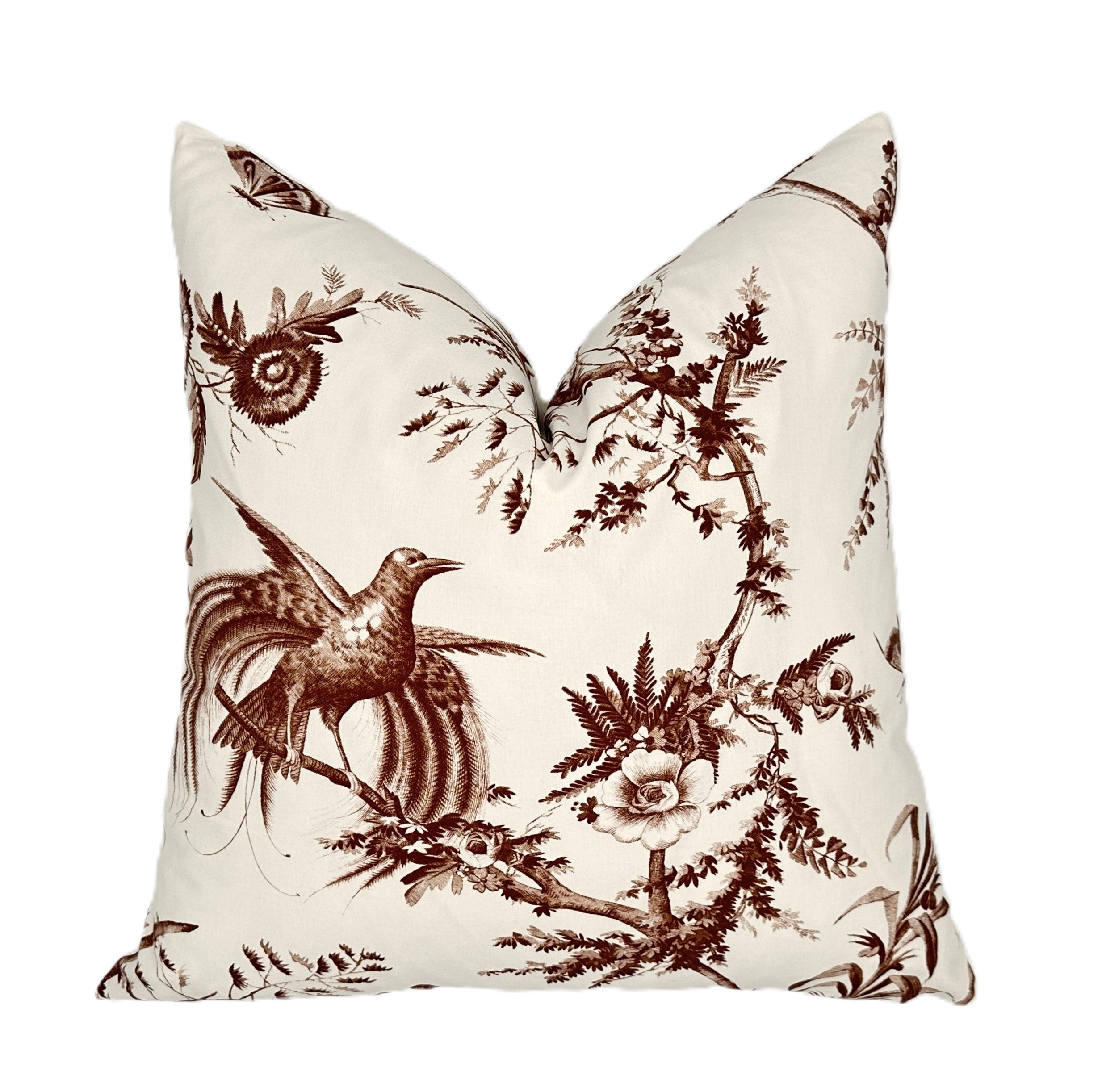 Gazebo Brown Floral Pillow Cover | Designer | Large Scale Botanical