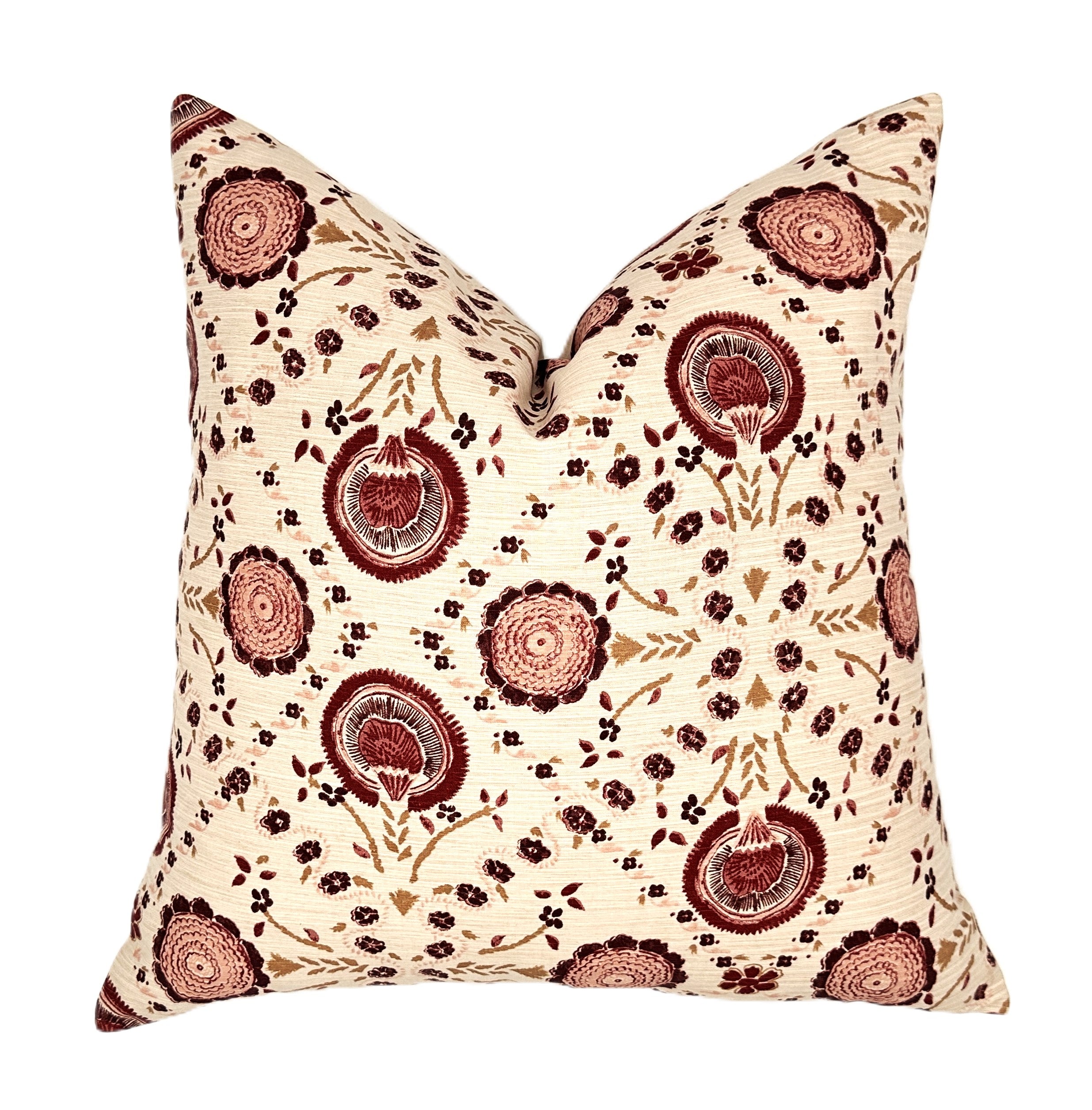 Schumacher Athena Burgundy Floral Pillow Cover