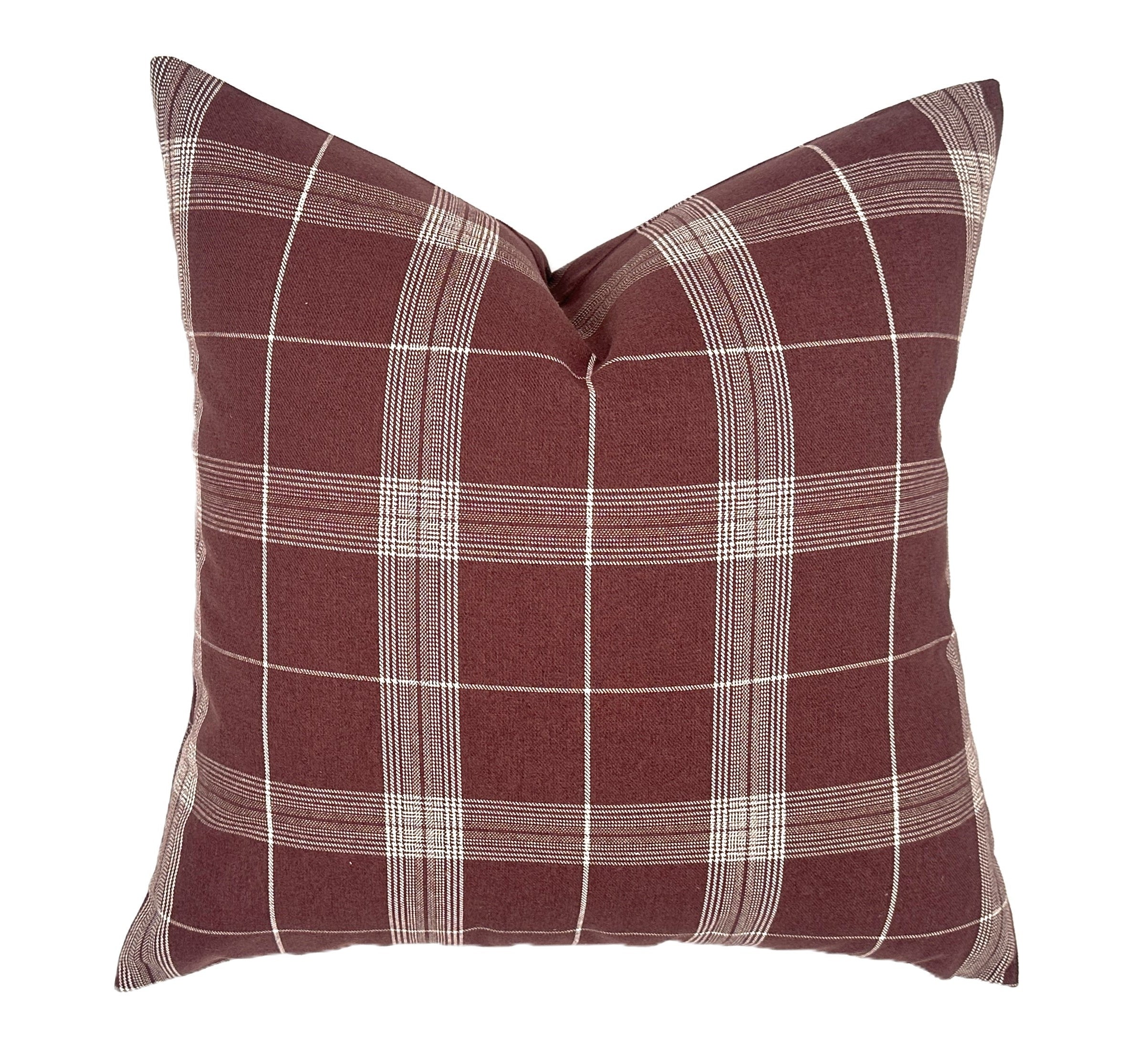 Kent Burgundy Plaid Pillow Cover | Mulberry | Maroon | Burgundy | Same Fabric Both Sides
